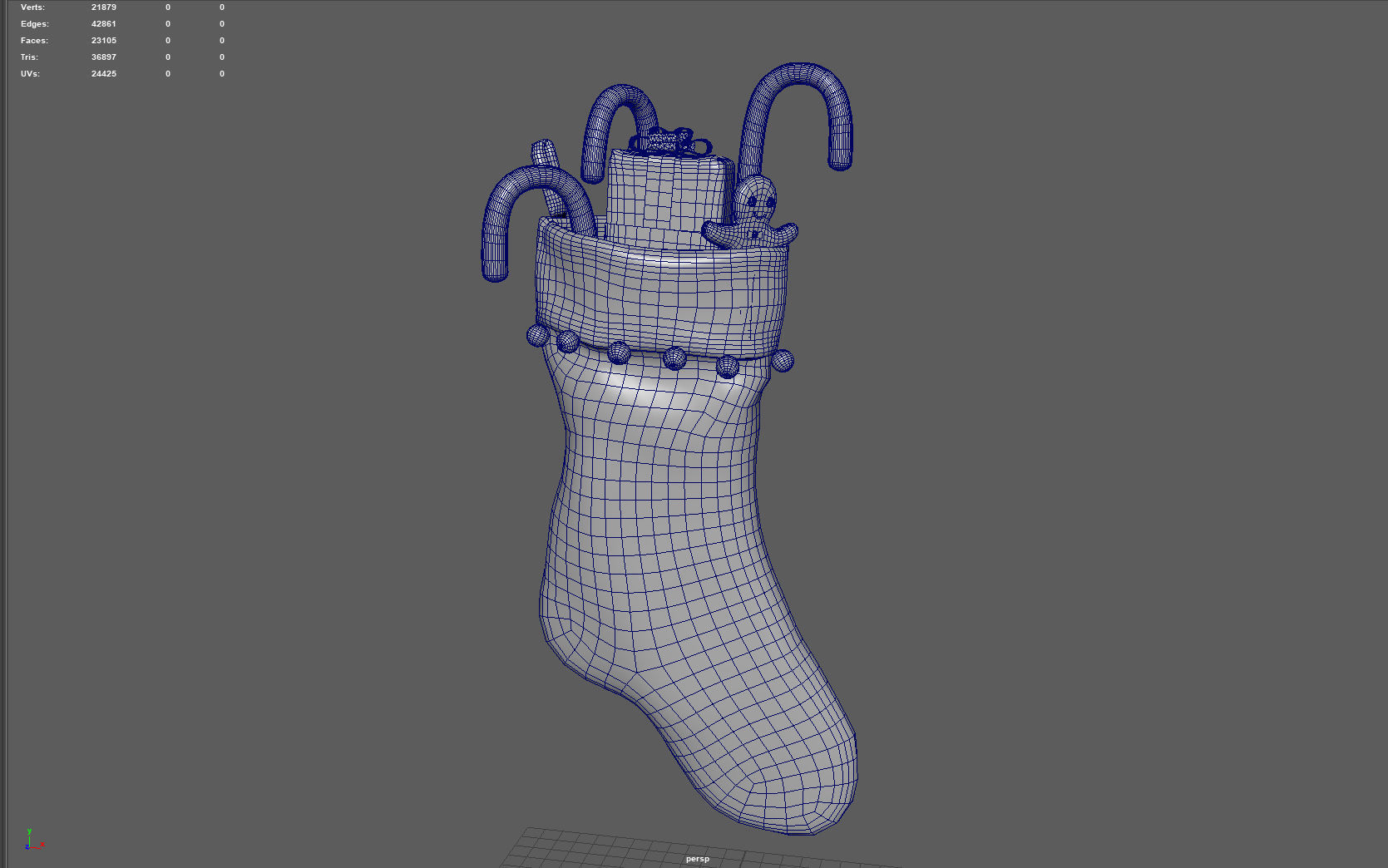 Christmas Stocking 2 Low-poly 3D model_9