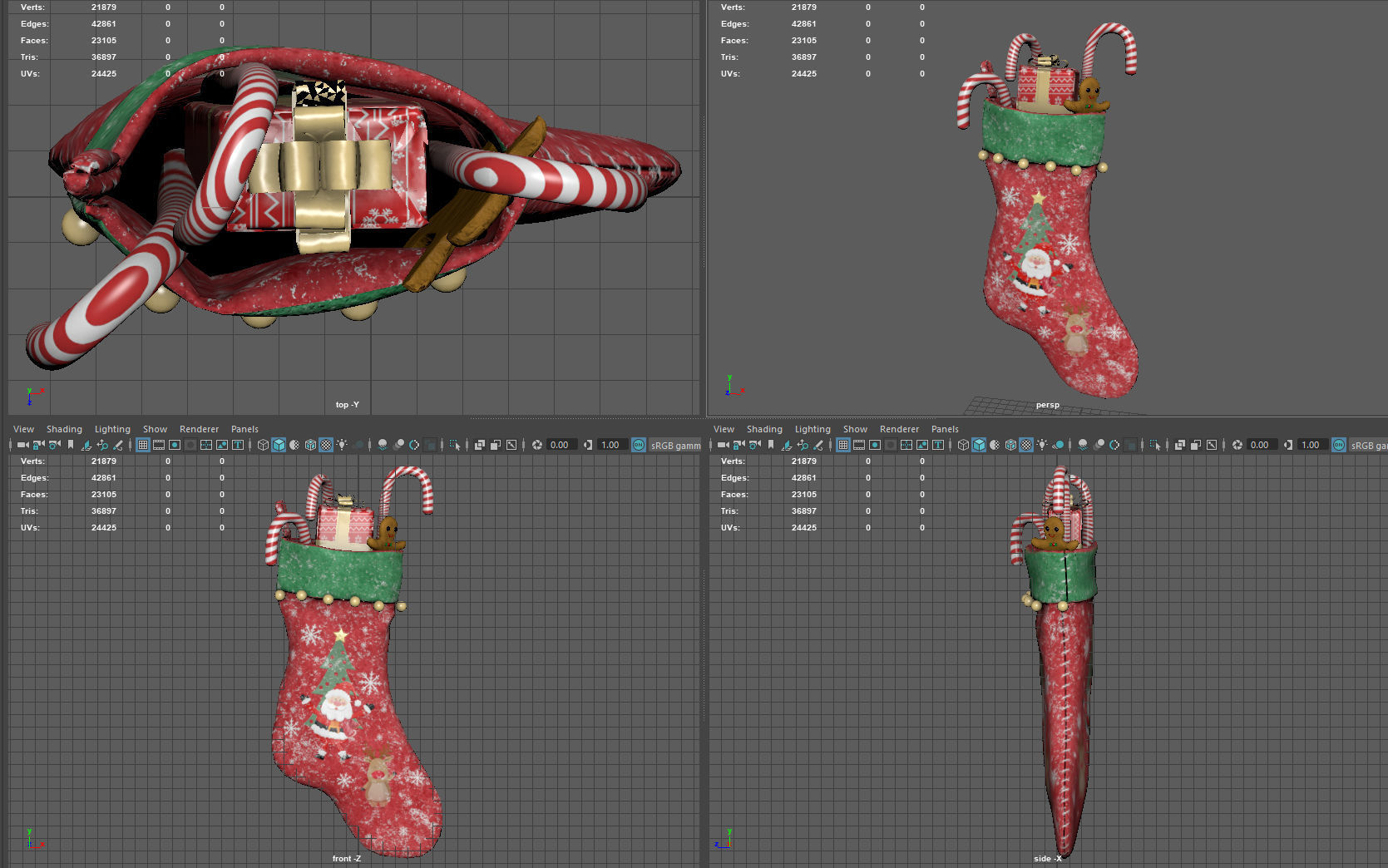 Christmas Stocking 2 Low-poly 3D model_10