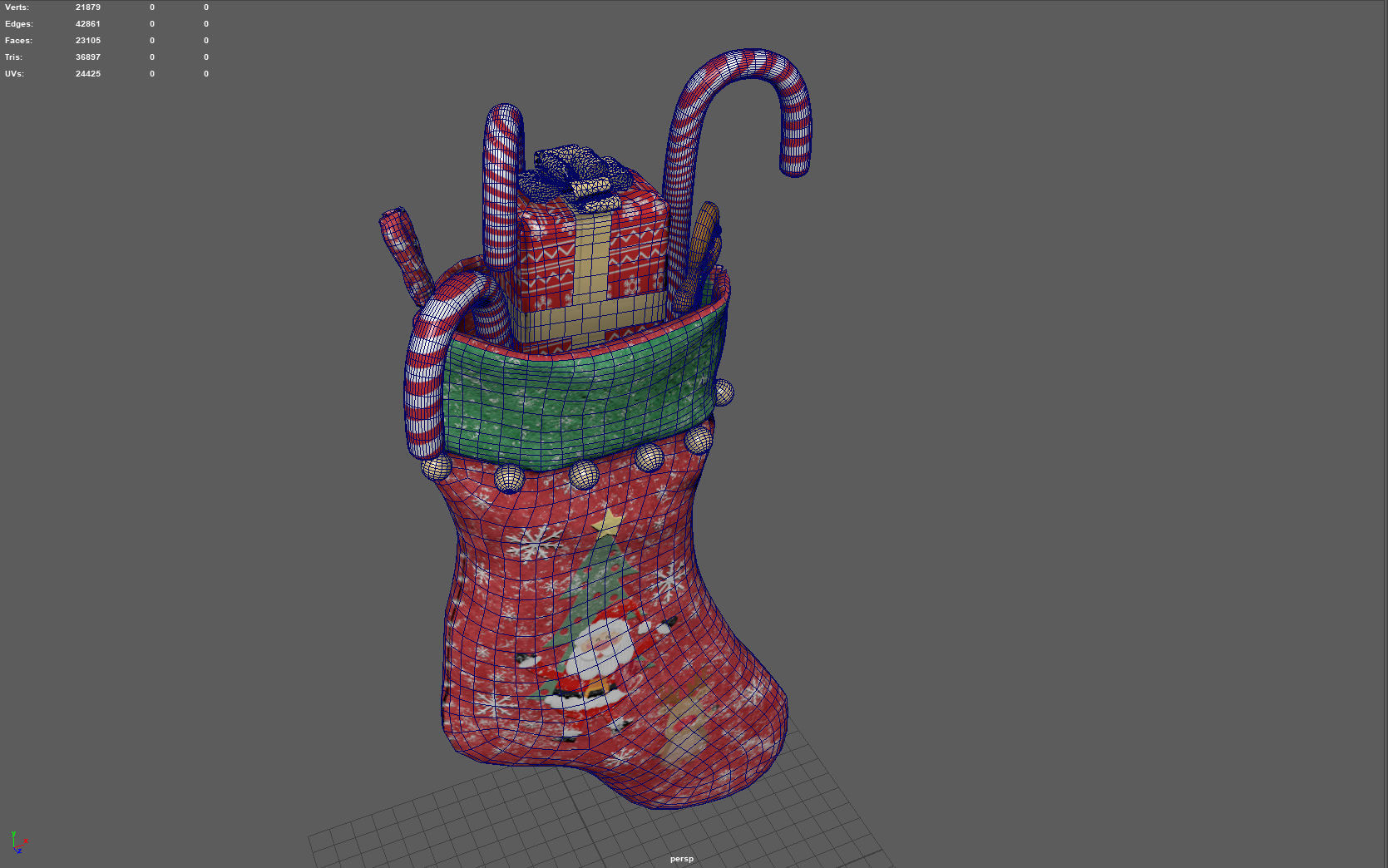 Christmas Stocking 2 Low-poly 3D model_14