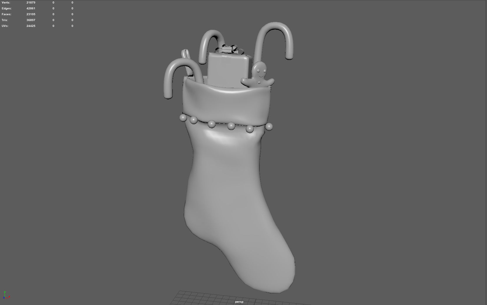 Christmas Stocking 2 Low-poly 3D model_8