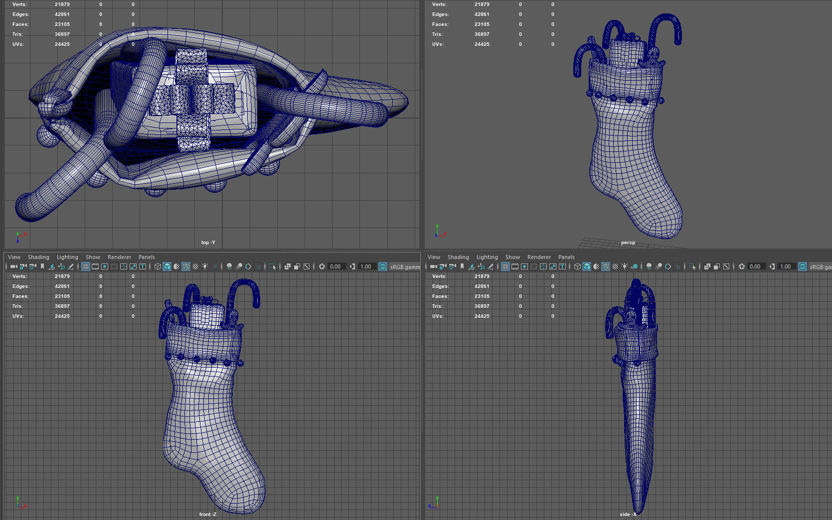 Christmas Stocking 2 Low-poly 3D model_12