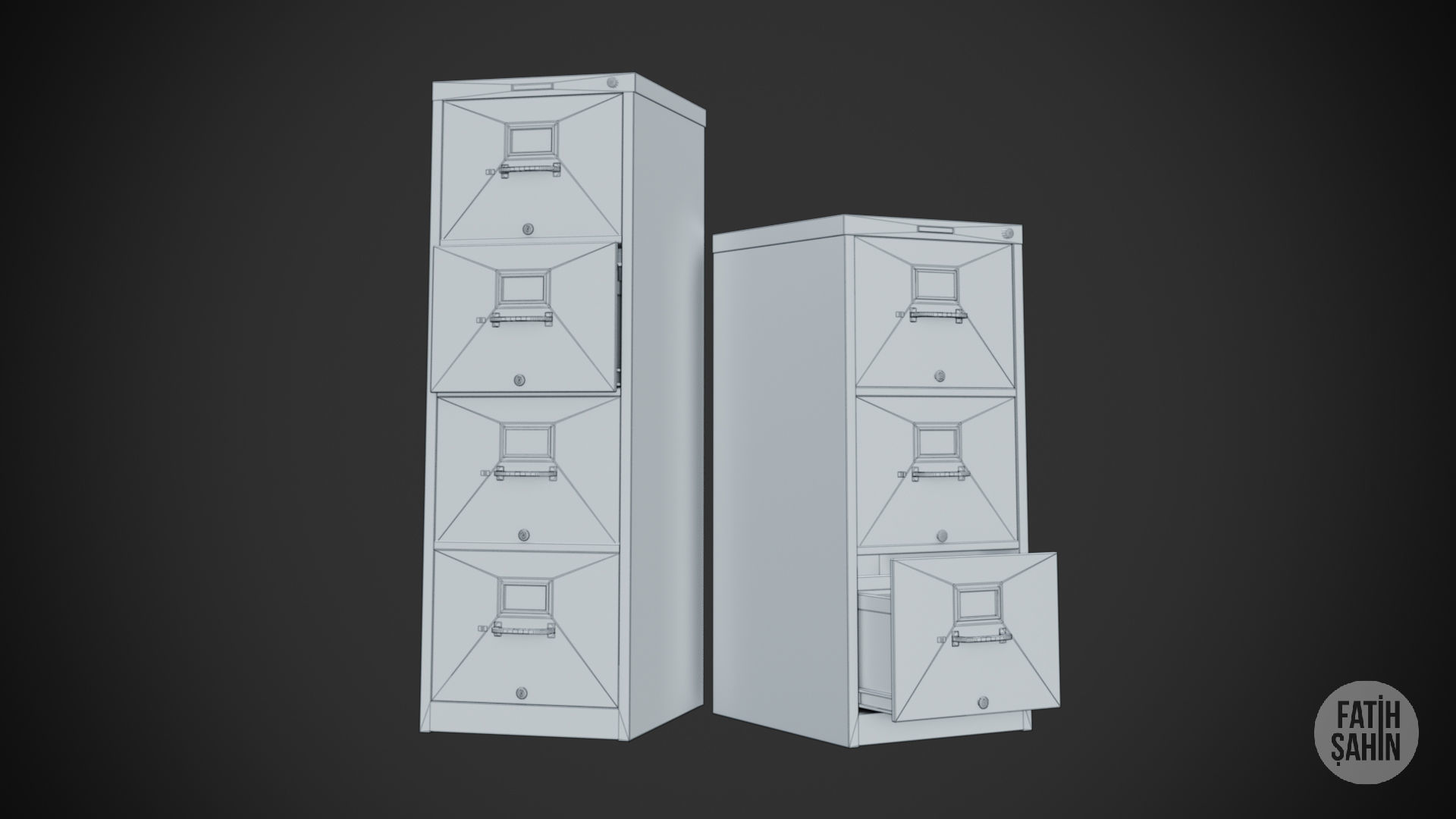 Filing Cabinet Game Ready Model Low-poly 3D model_17