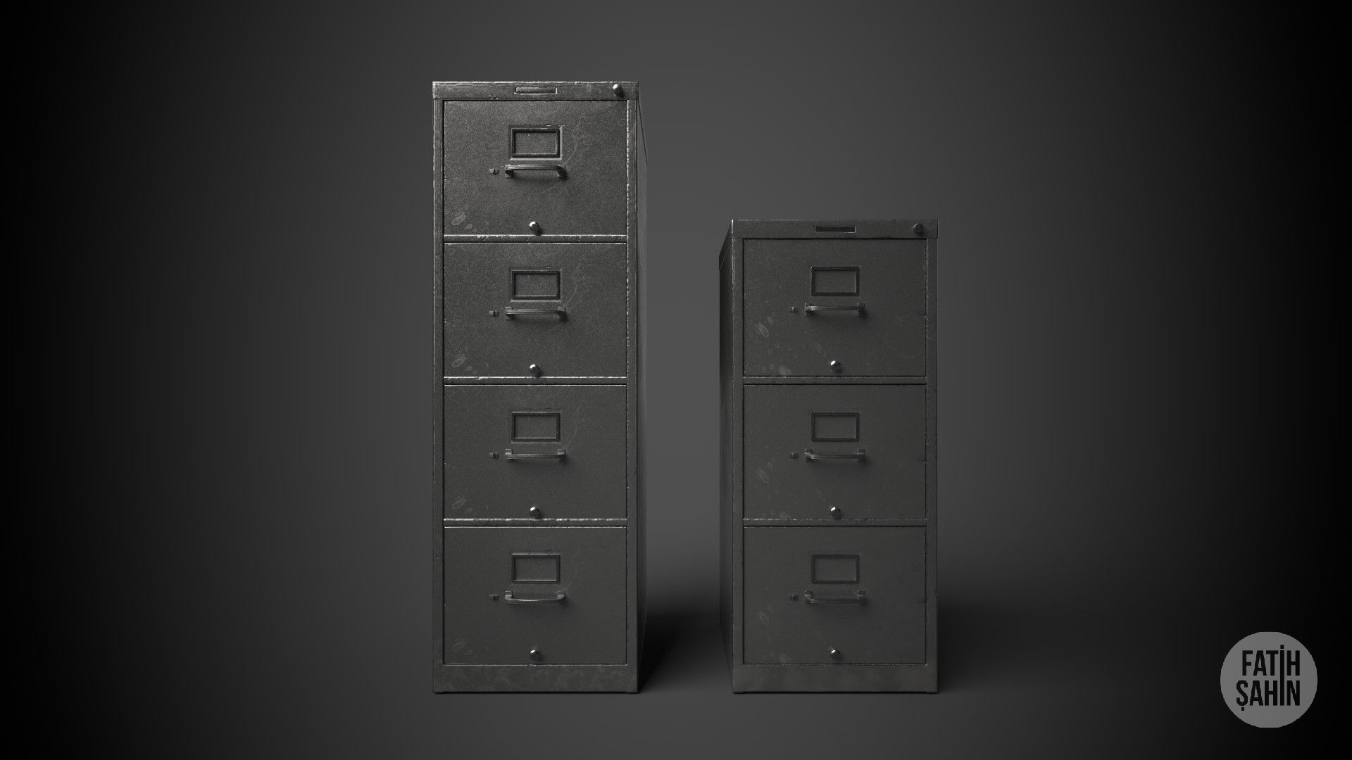 Filing Cabinet Game Ready Model Low-poly 3D model_10