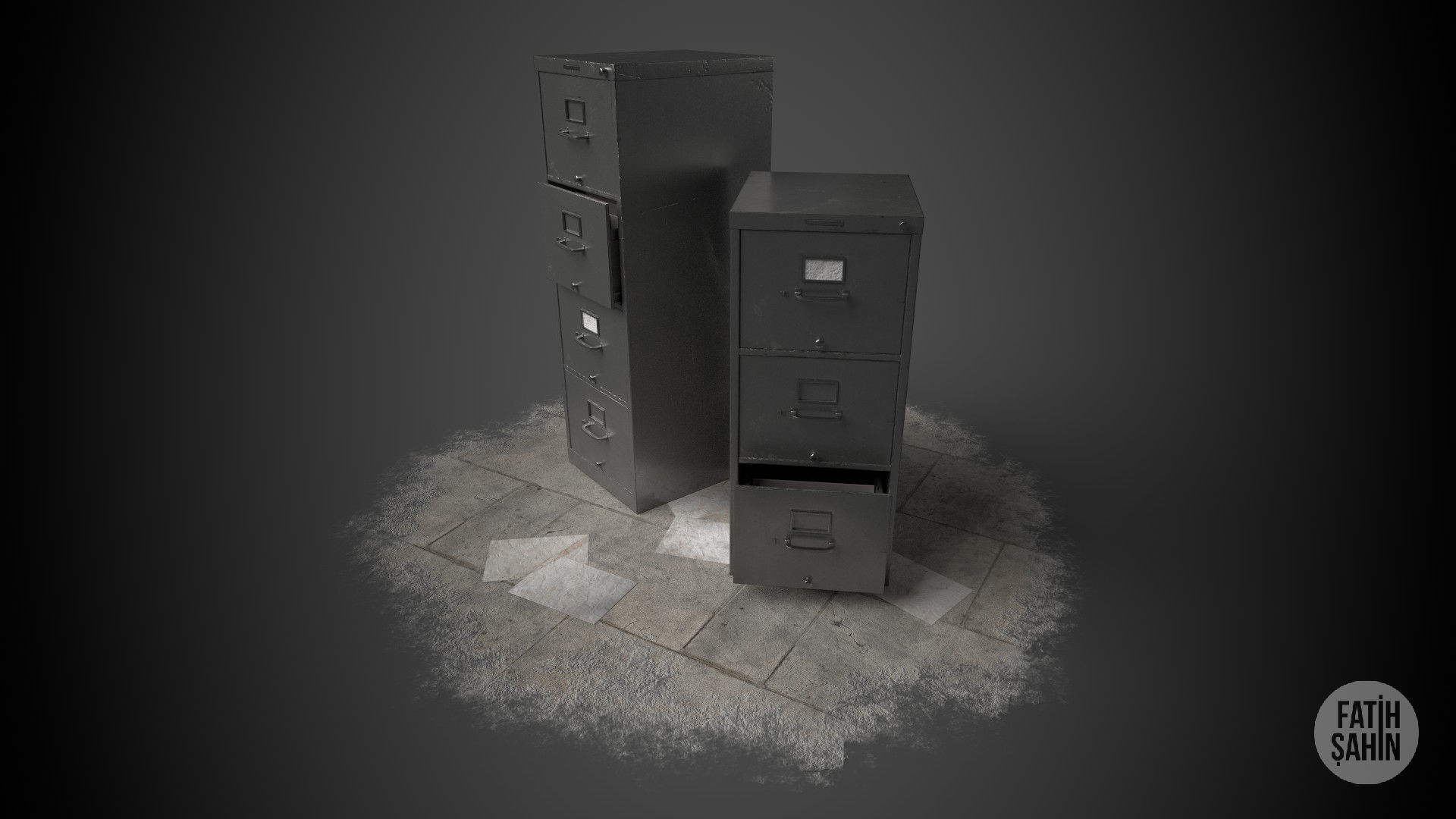 Filing Cabinet Game Ready Model Low-poly 3D model_7