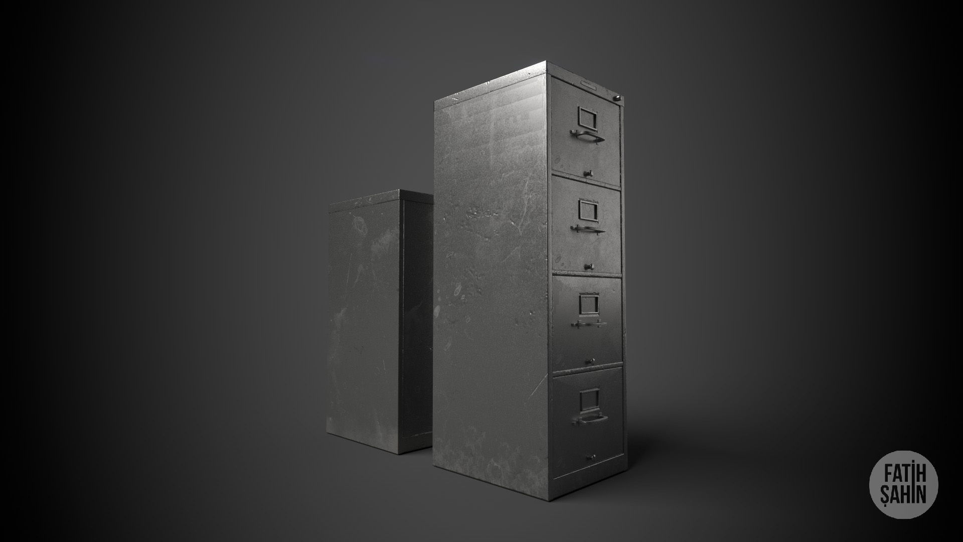 Filing Cabinet Game Ready Model Low-poly 3D model_12