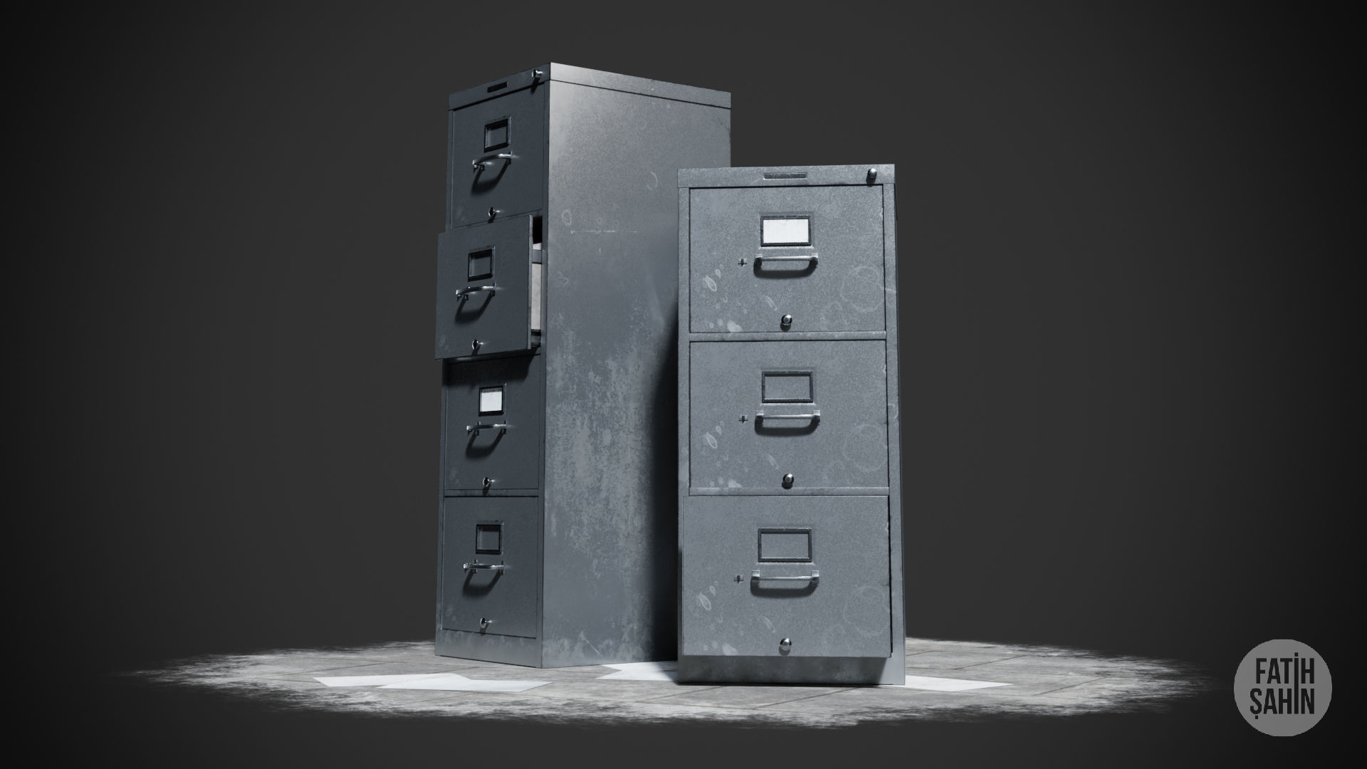 Filing Cabinet Game Ready Model Low-poly 3D model_2