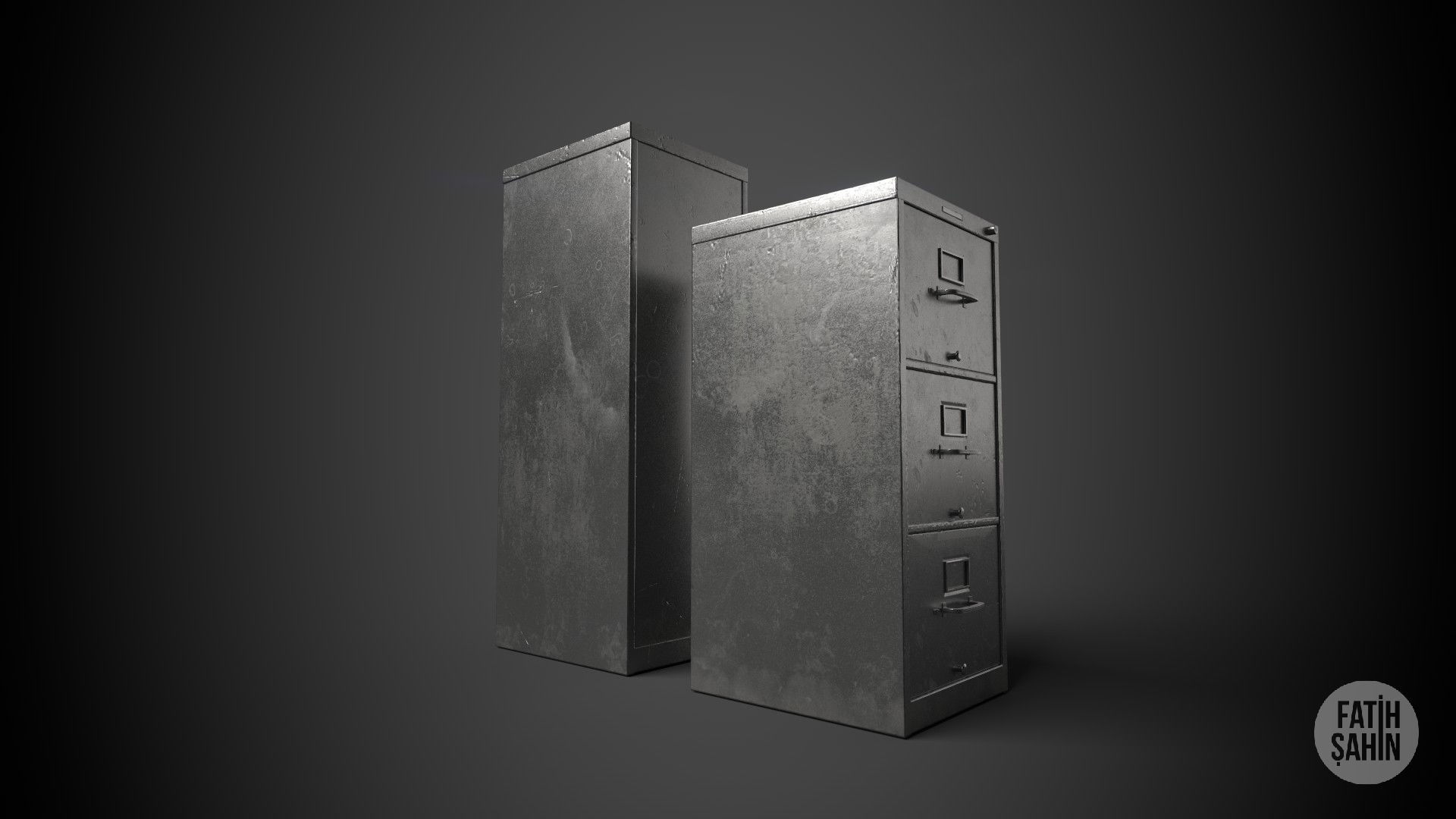 Filing Cabinet Game Ready Model Low-poly 3D model_13