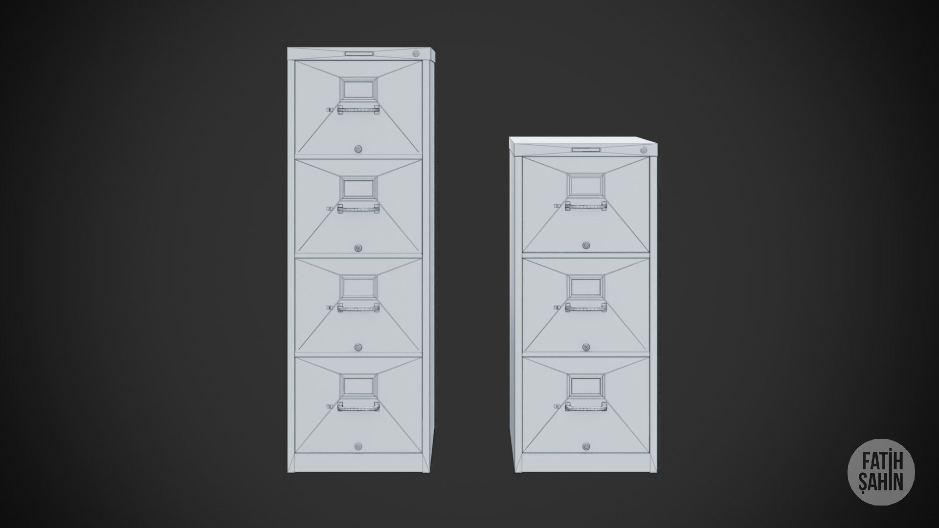 Filing Cabinet Game Ready Model Low-poly 3D model_14