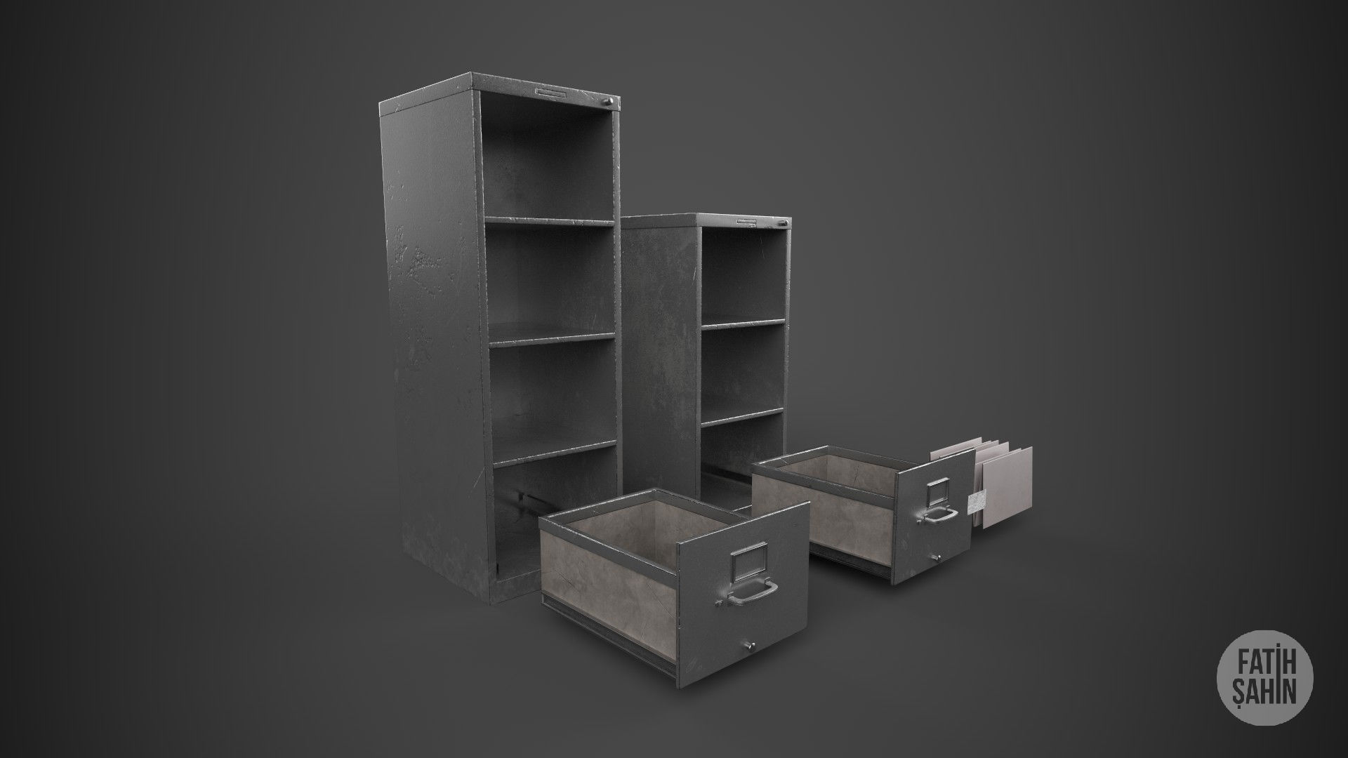 Filing Cabinet Game Ready Model Low-poly 3D model_3