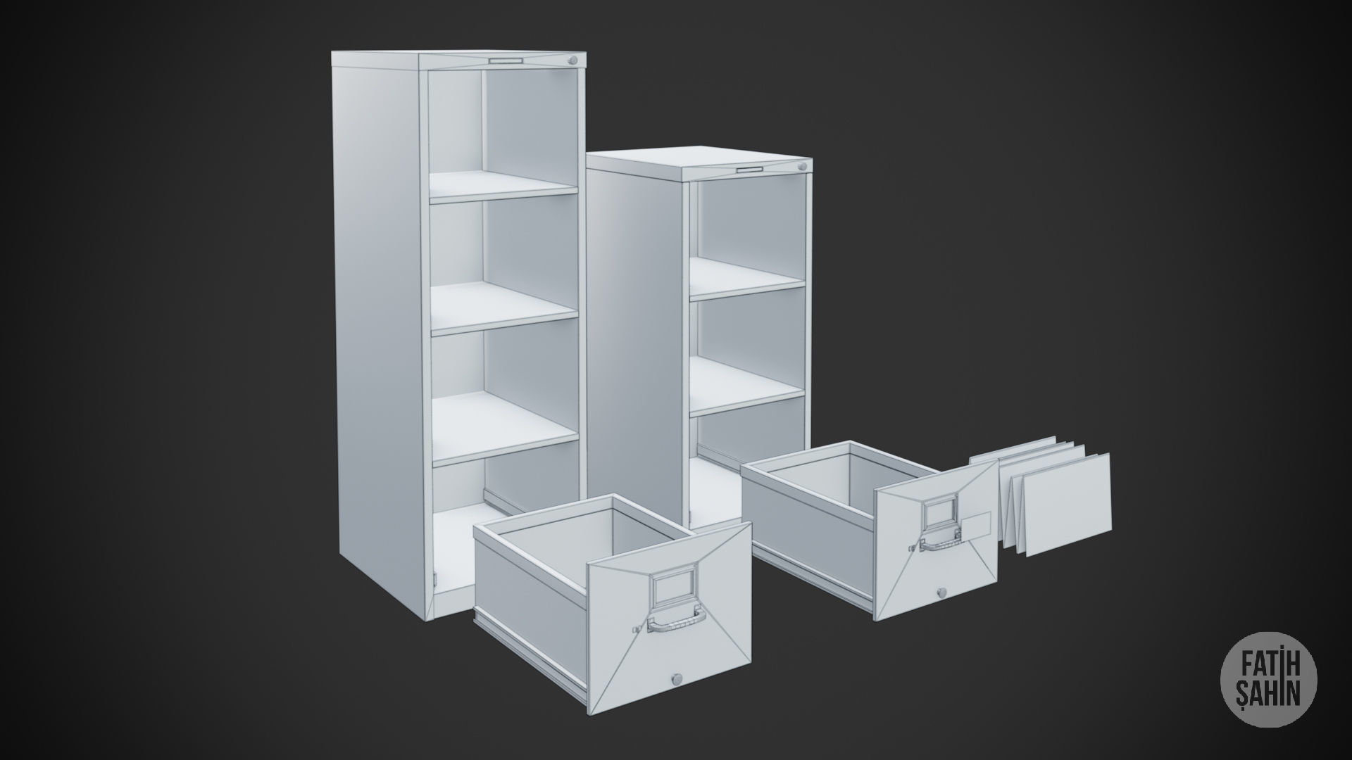 Filing Cabinet Game Ready Model Low-poly 3D model_15