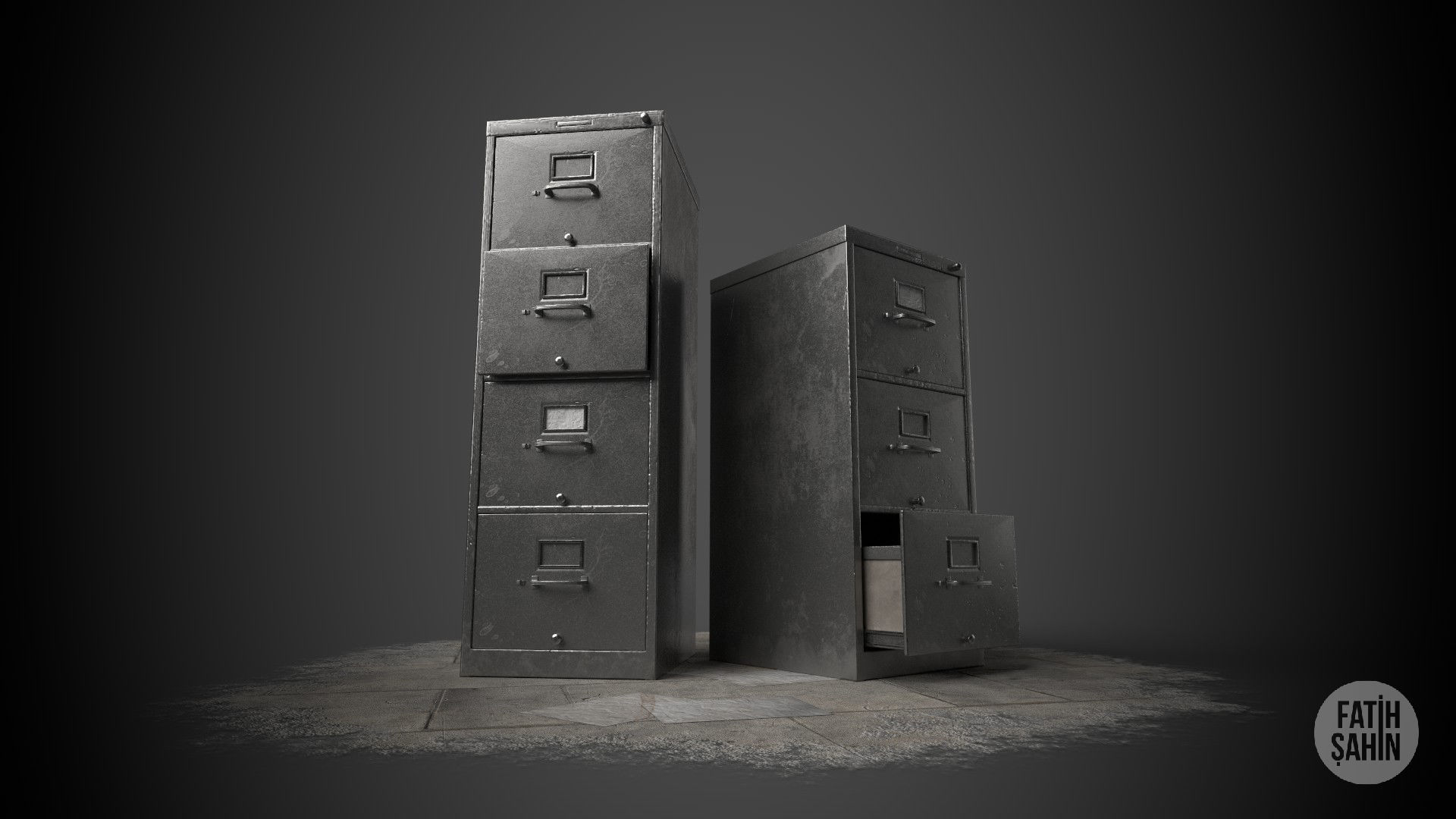 Filing Cabinet Game Ready Model Low-poly 3D model_8