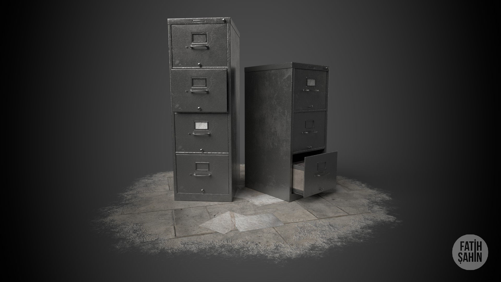 Filing Cabinet Game Ready Model Low-poly 3D model_5