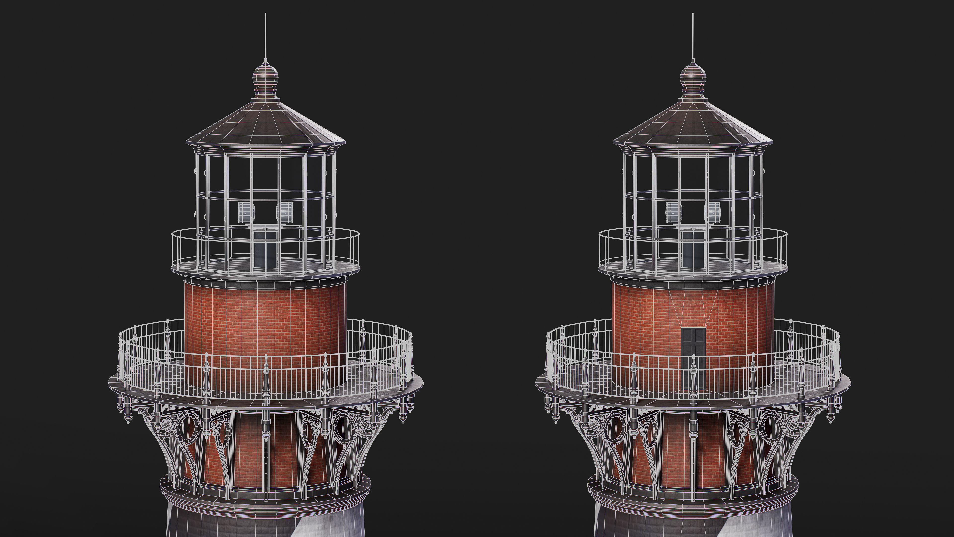 Cape Hatteras Lighthouse Tower Low-poly 3D model_9