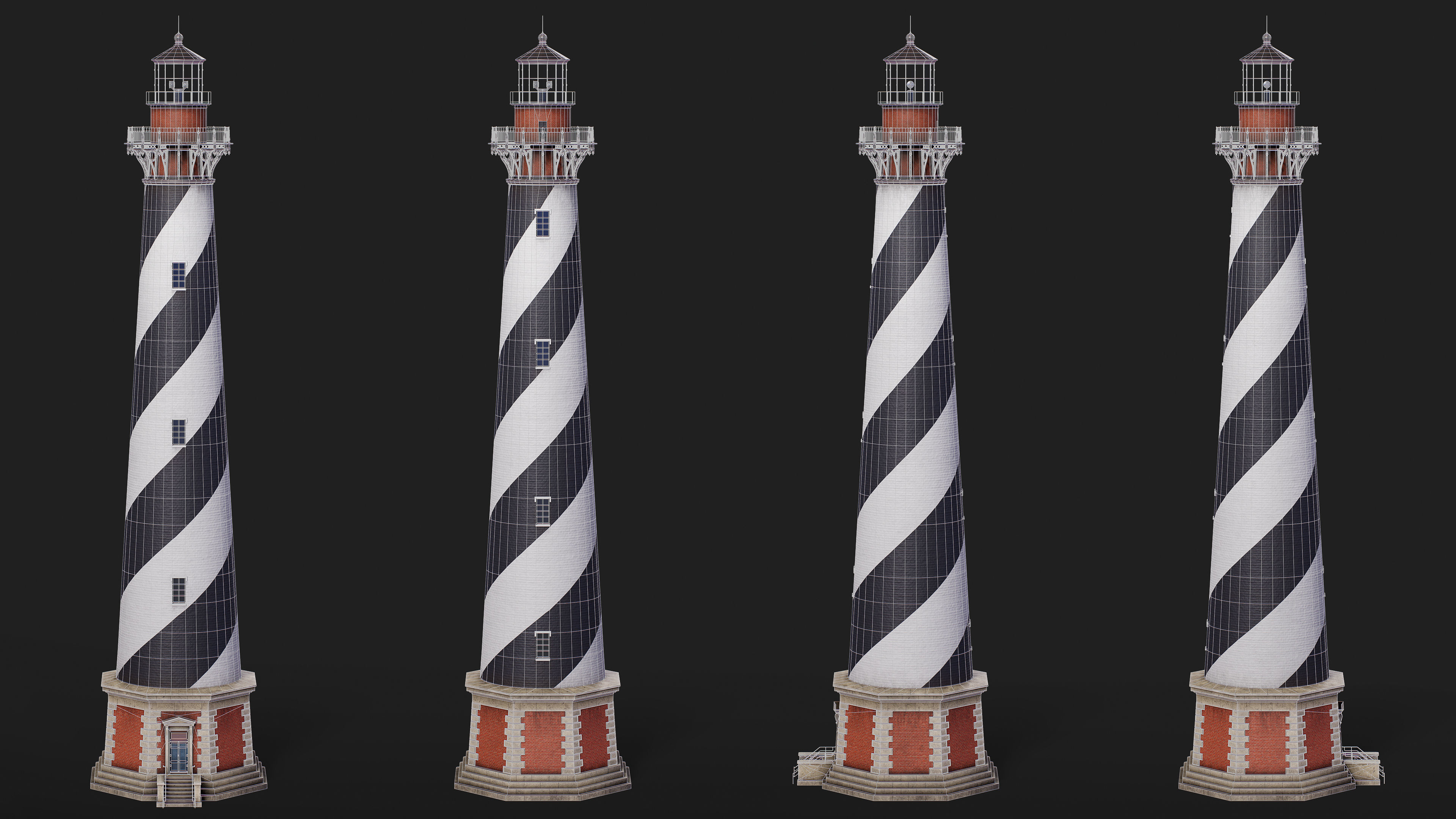 Cape Hatteras Lighthouse Tower Low-poly 3D model_5