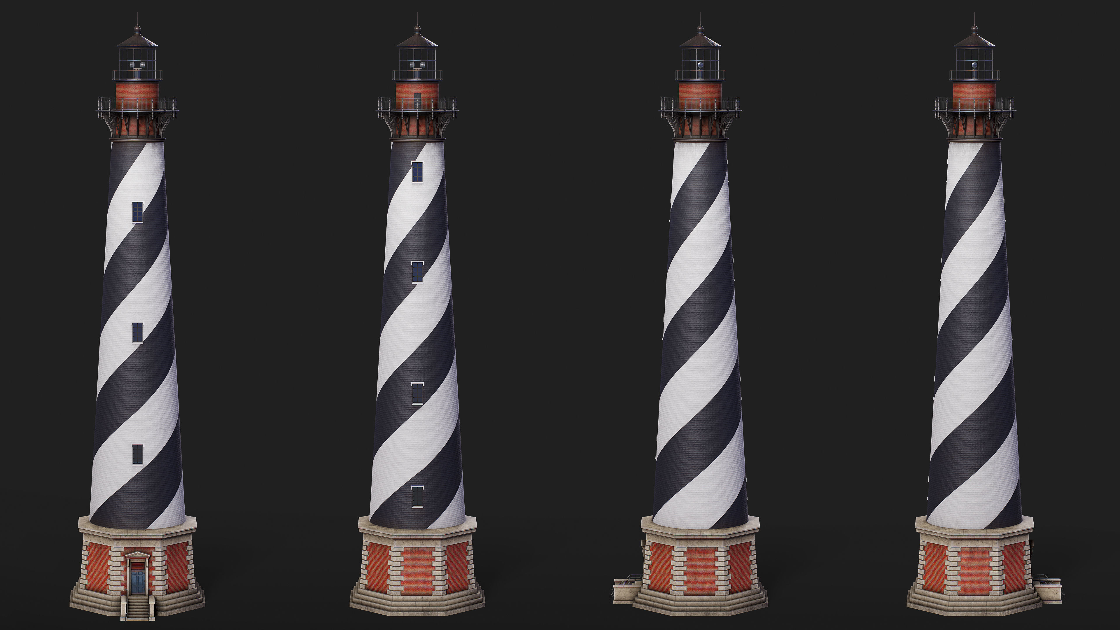Cape Hatteras Lighthouse Tower Low-poly 3D model_3