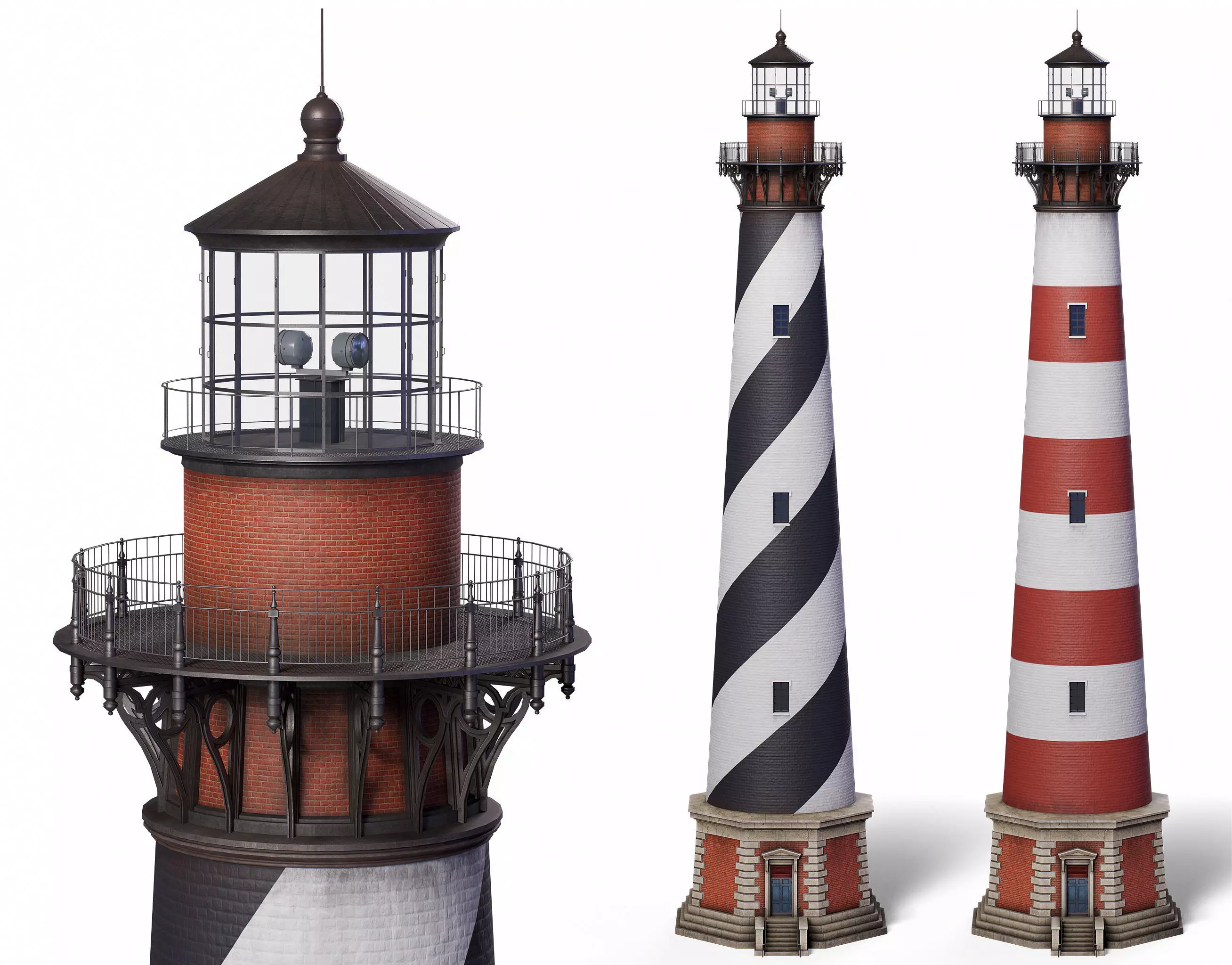 Cape Hatteras Lighthouse Tower Low-poly 3D model_0