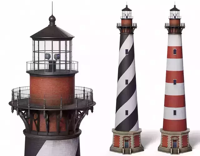 Cape Hatteras Lighthouse Tower Low-poly 3D model