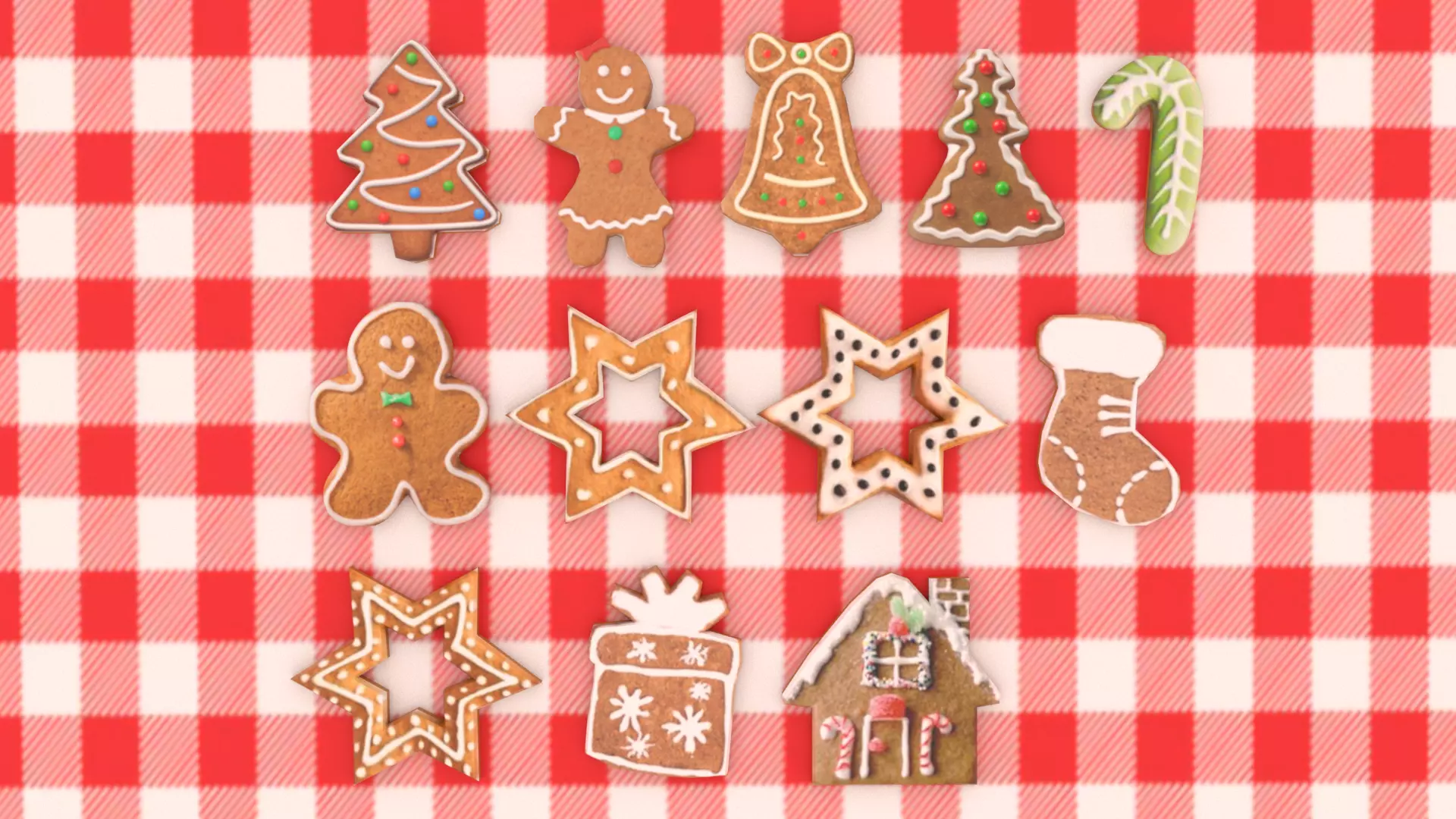 Christmas Cookies Low-poly 3D model_0