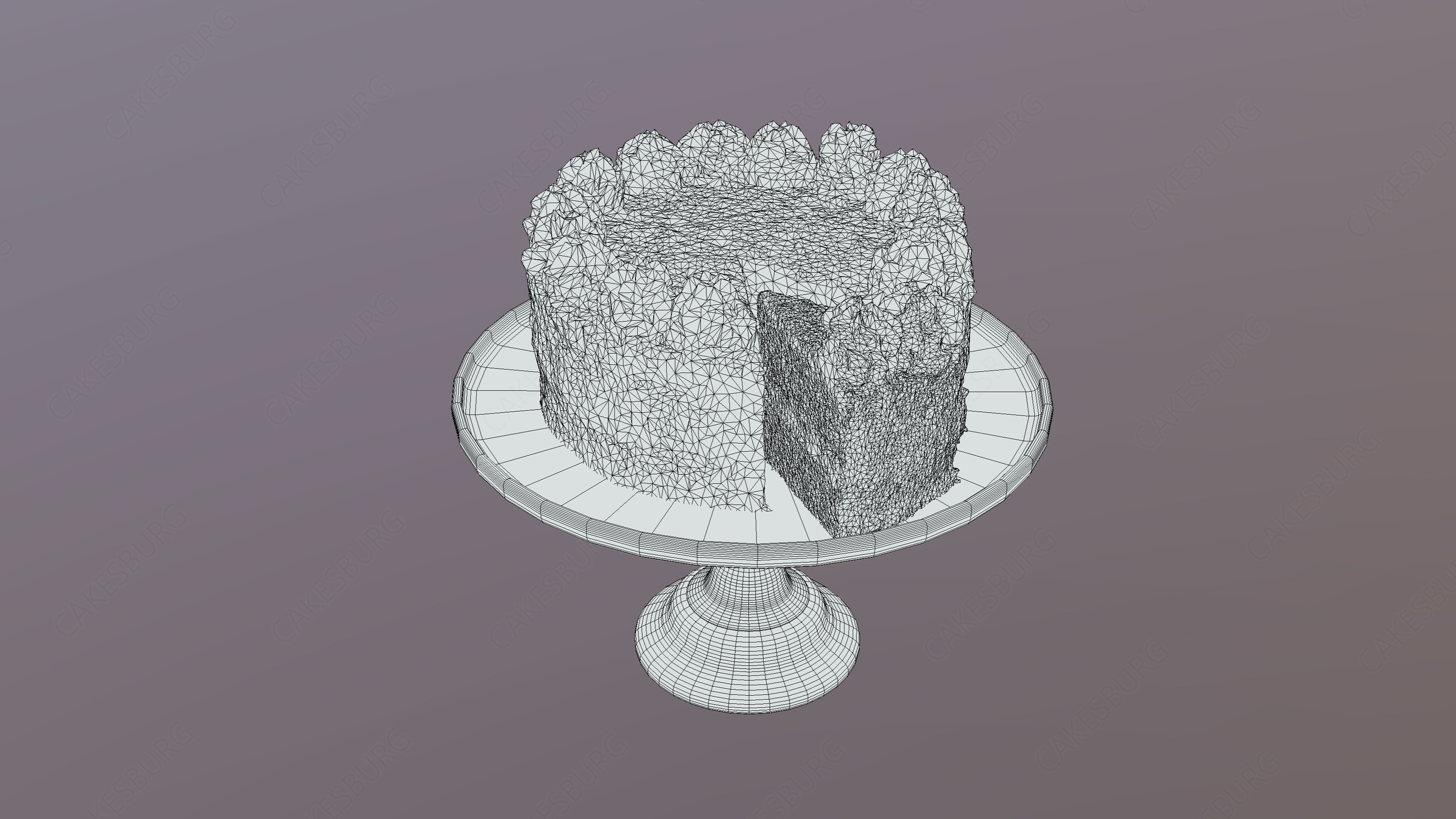 Sliced Red Velvet Cake Low-poly 3D model_6