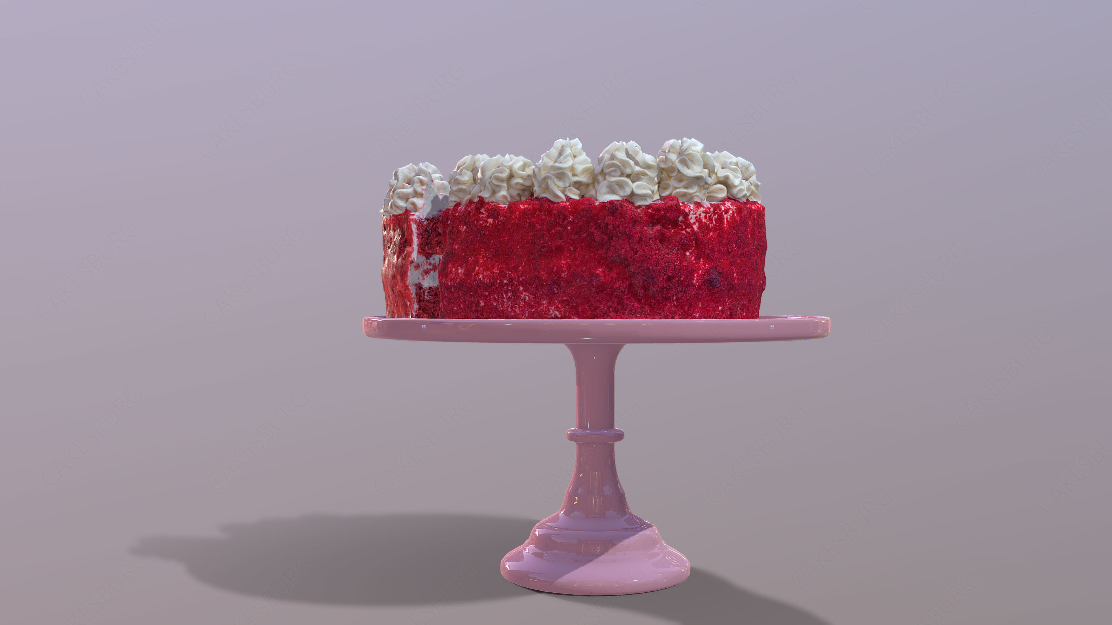 Sliced Red Velvet Cake Low-poly 3D model_3