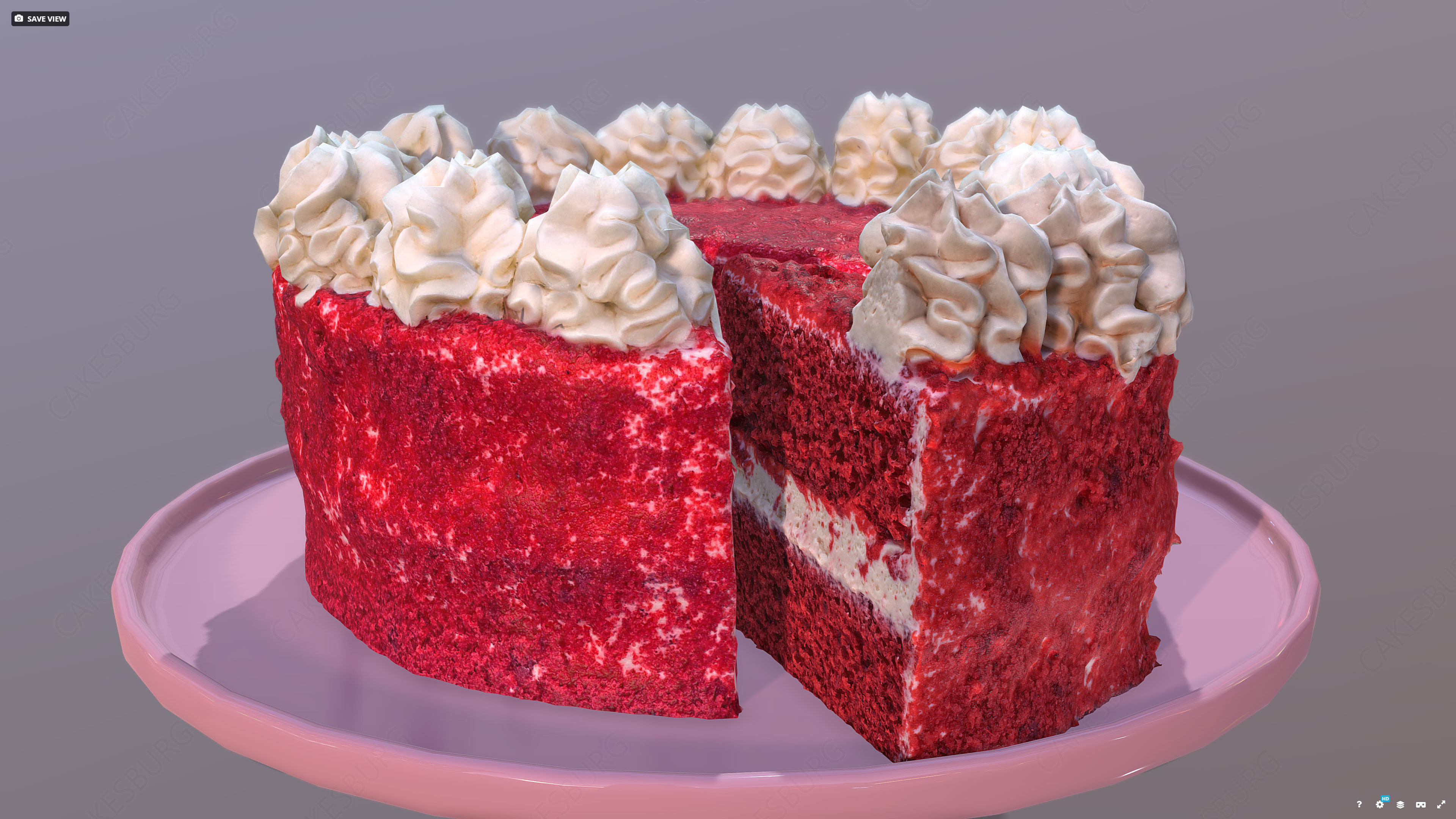 Sliced Red Velvet Cake Low-poly 3D model_5
