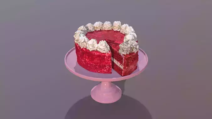 Sliced Red Velvet Cake Low-poly 3D model