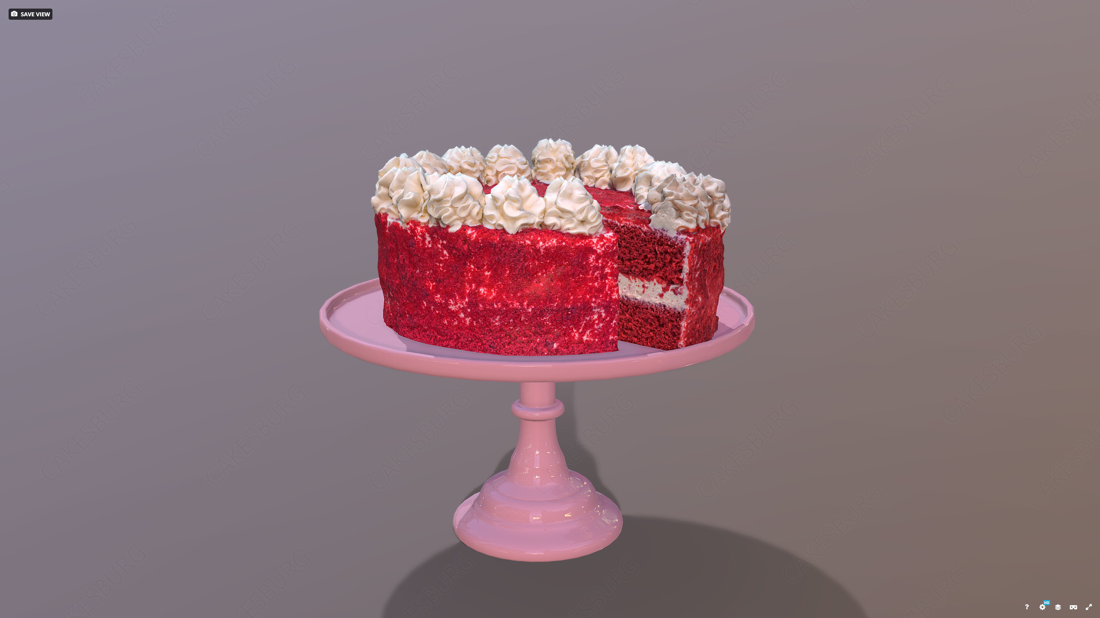 Sliced Red Velvet Cake Low-poly 3D model_1