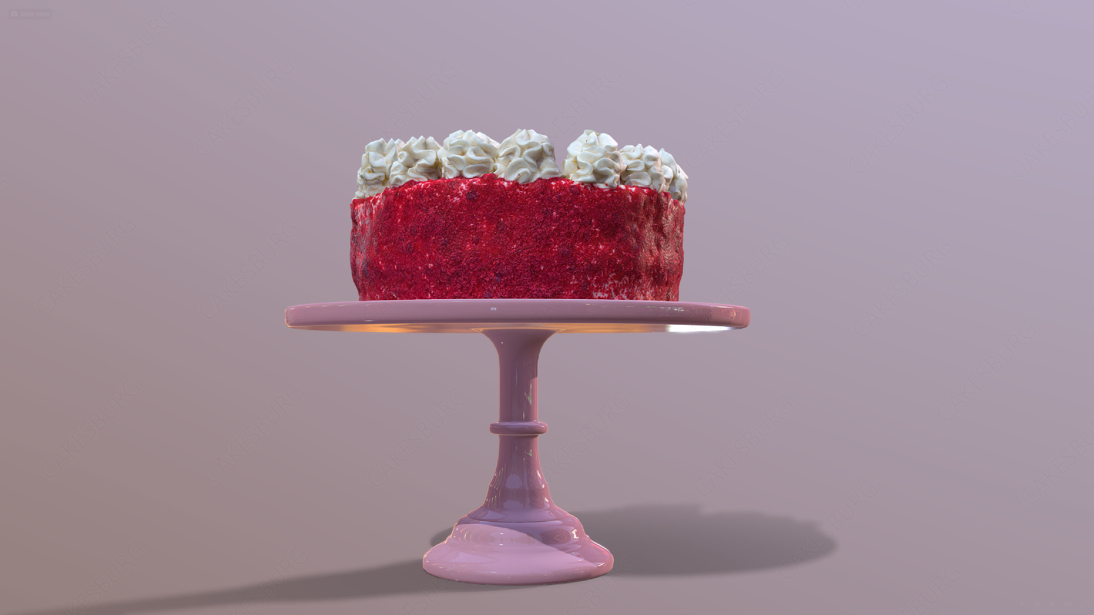 Sliced Red Velvet Cake Low-poly 3D model_4