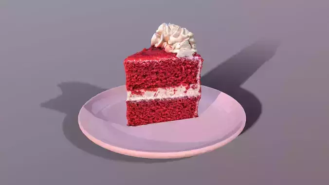 A Slice Of Red Velvet Cake Low-poly 3D model