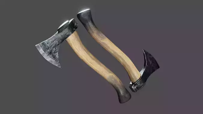 Game ready low-poly 3D Axe