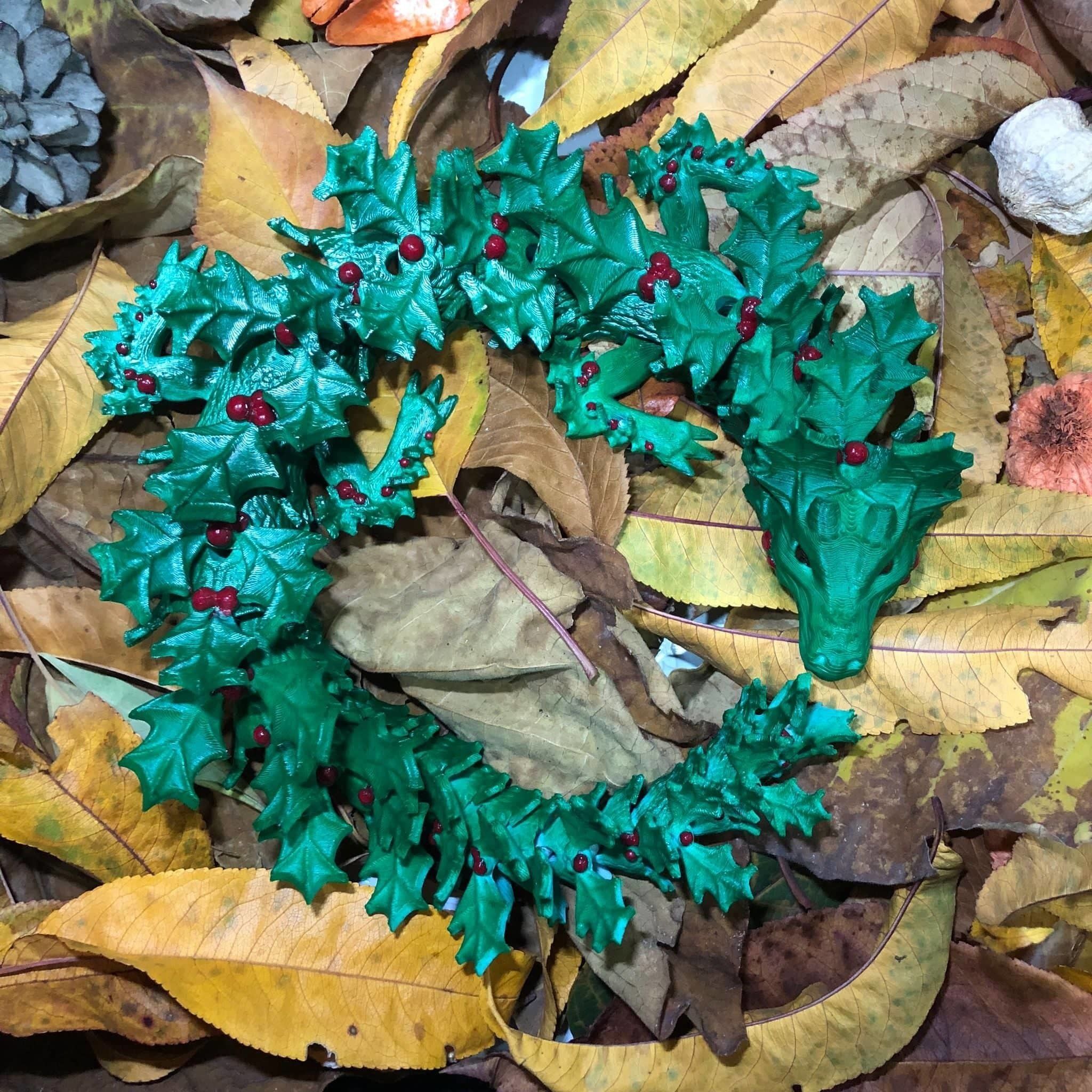 Holly Wreath Dragon 3D print model_2