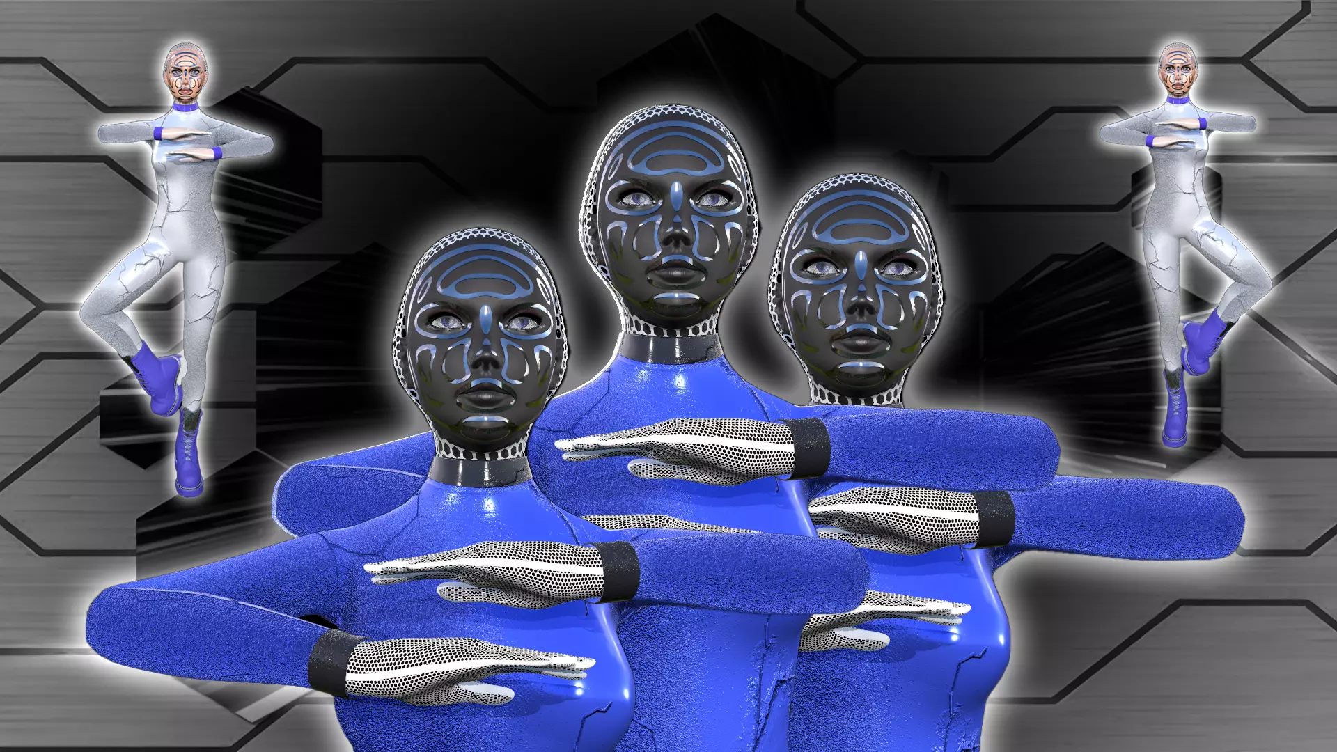 Cyber girl Low-poly 3D model_0