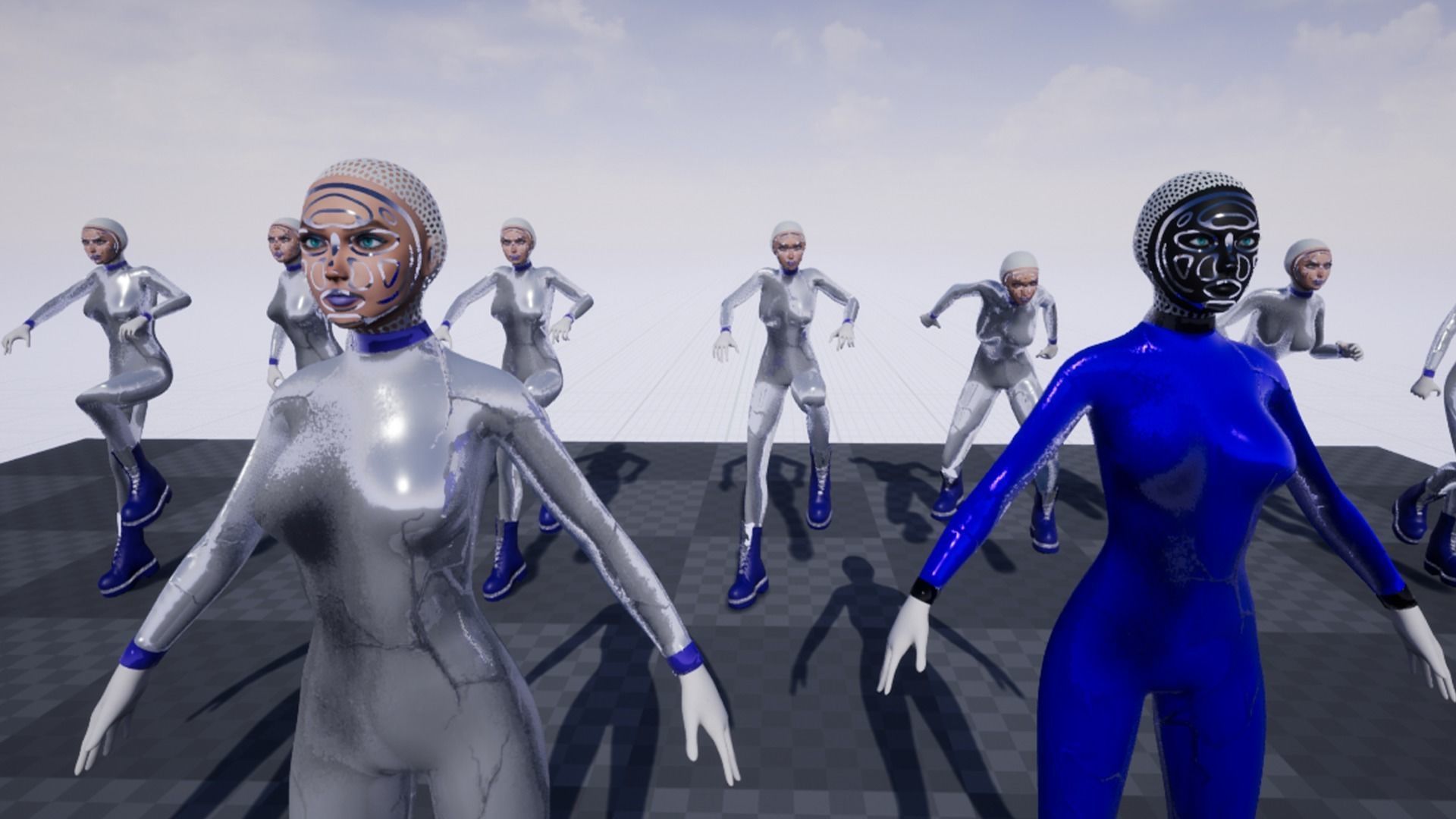 Cyber girl Low-poly 3D model_8