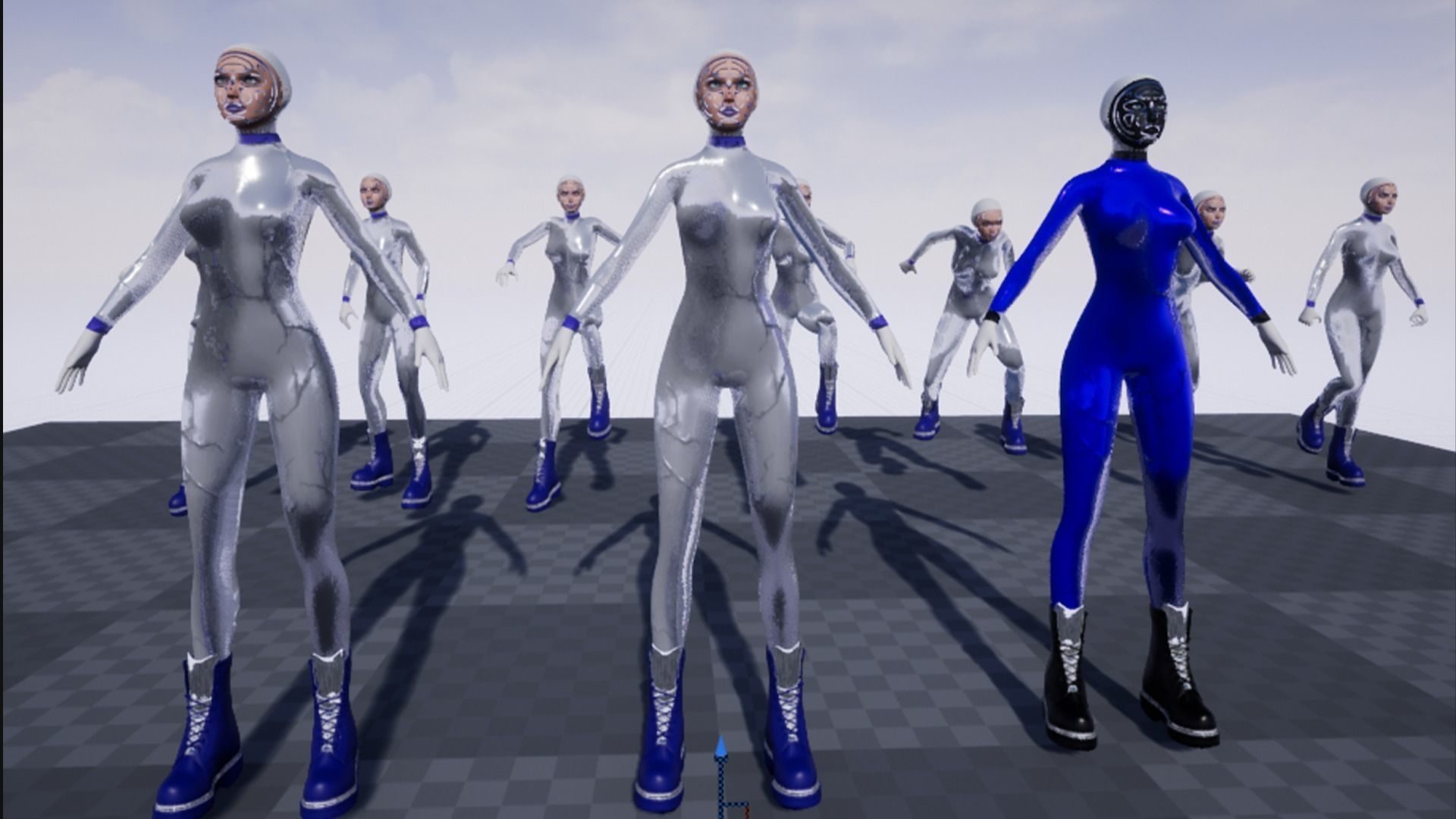 Cyber girl Low-poly 3D model_7