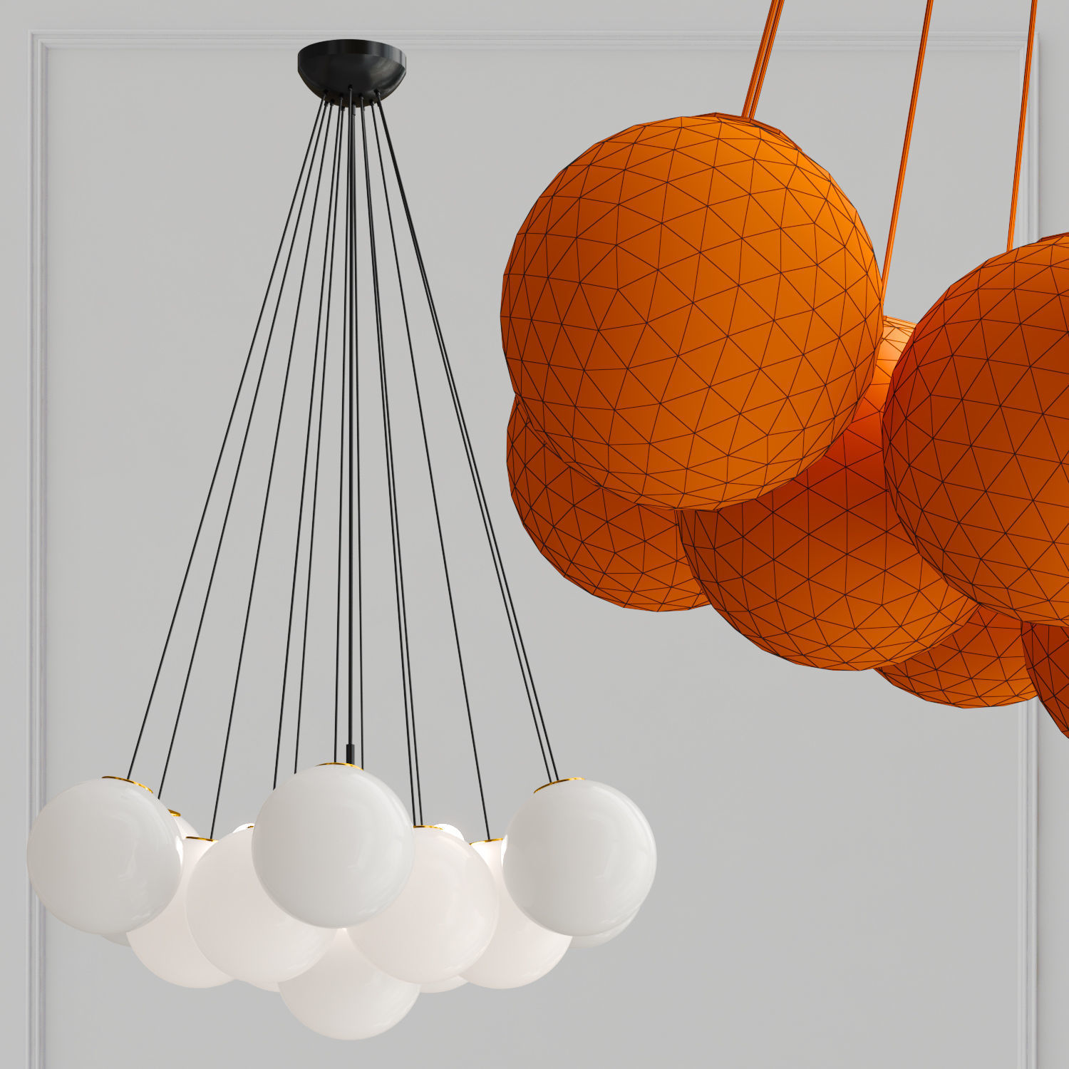 OGDEN chandelier with balls hanging from it 3D model_2