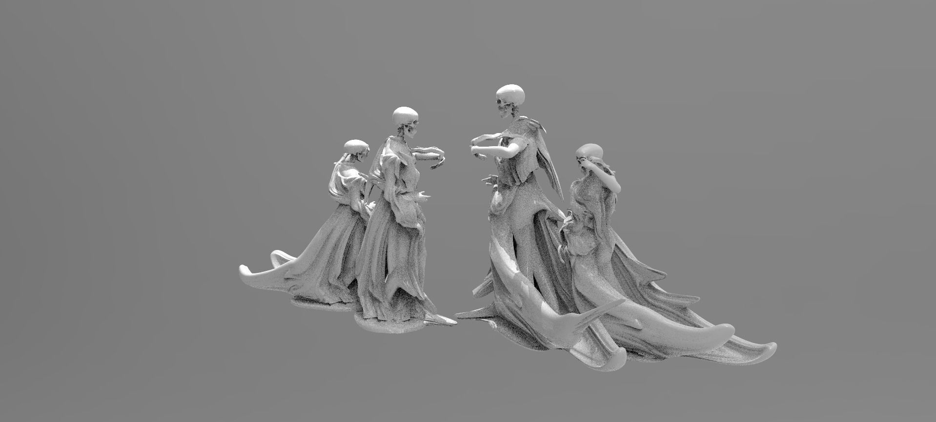 Scull Ghosts Sculptures 3 3D model_1