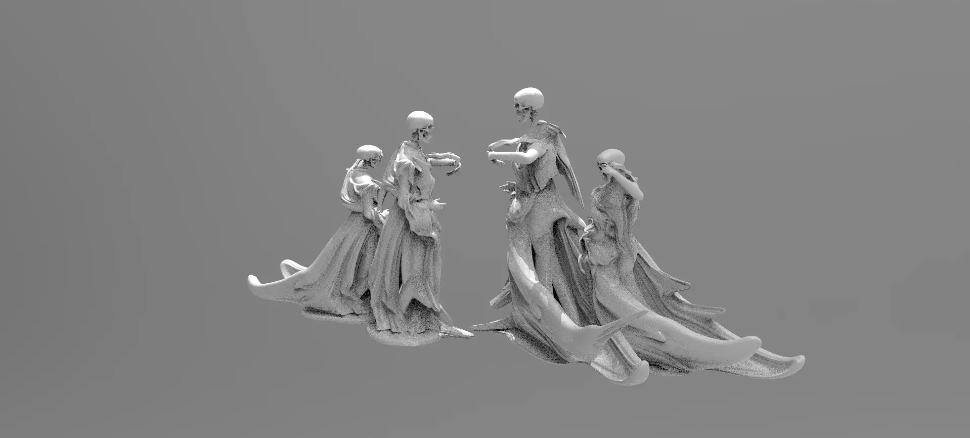 Scull Ghosts Sculptures 3 3D model_0