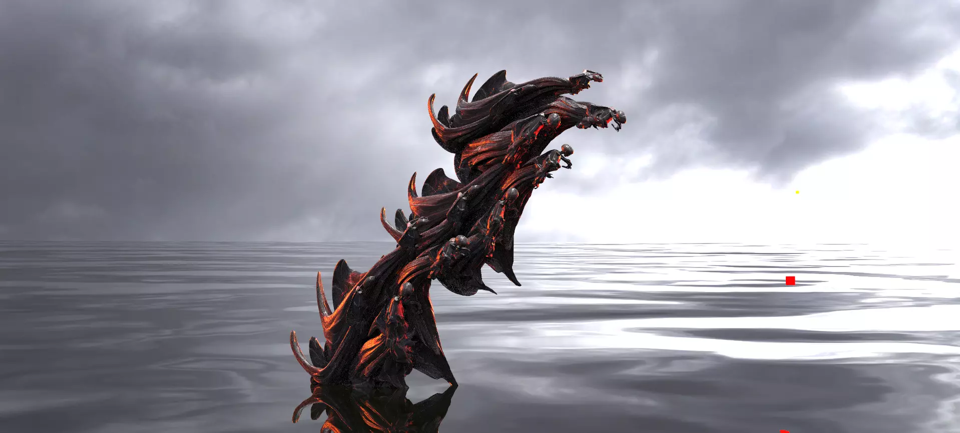 Scull Ghosts Sculptures floating  3D model_0