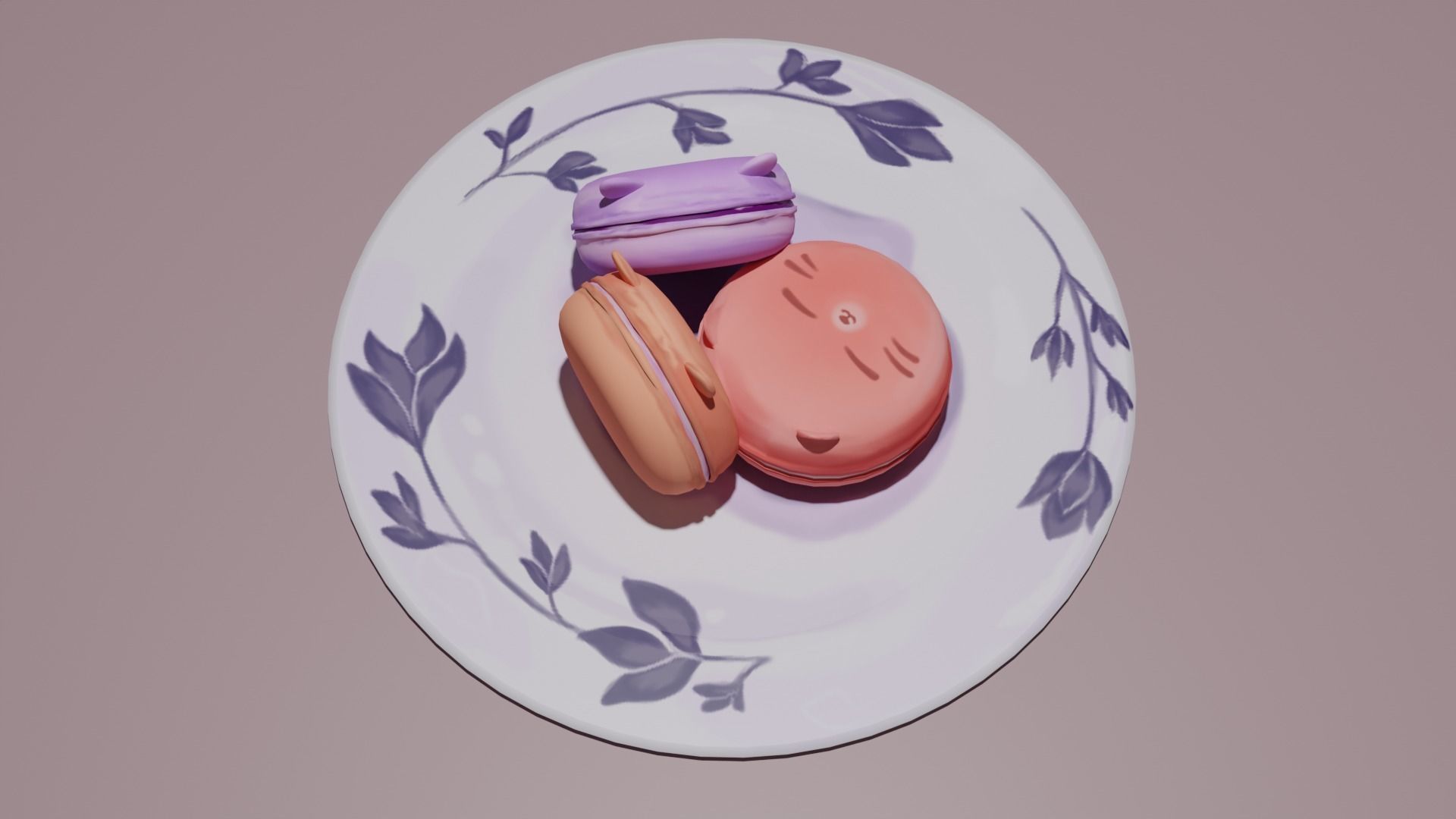 Macaroon Pastry Low-poly 3D model_2