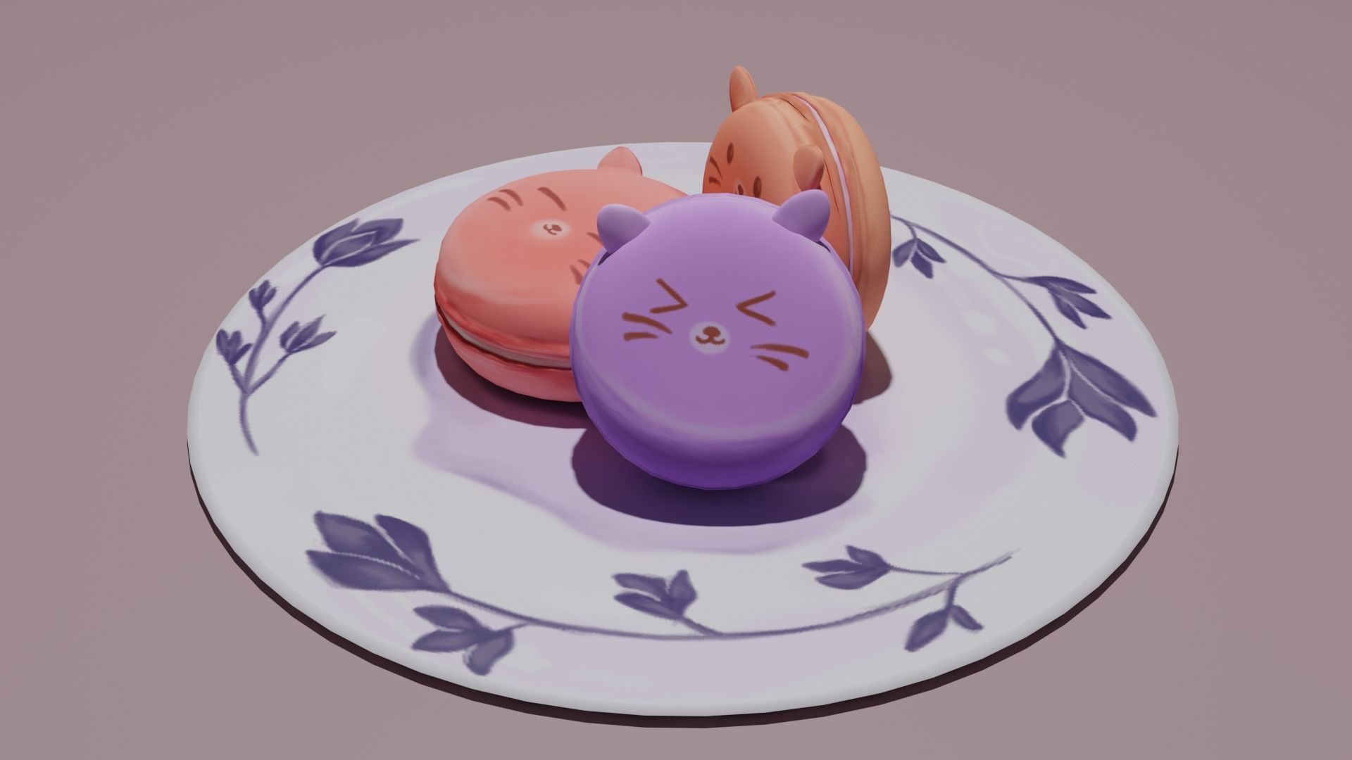 Macaroon Pastry Low-poly 3D model_3