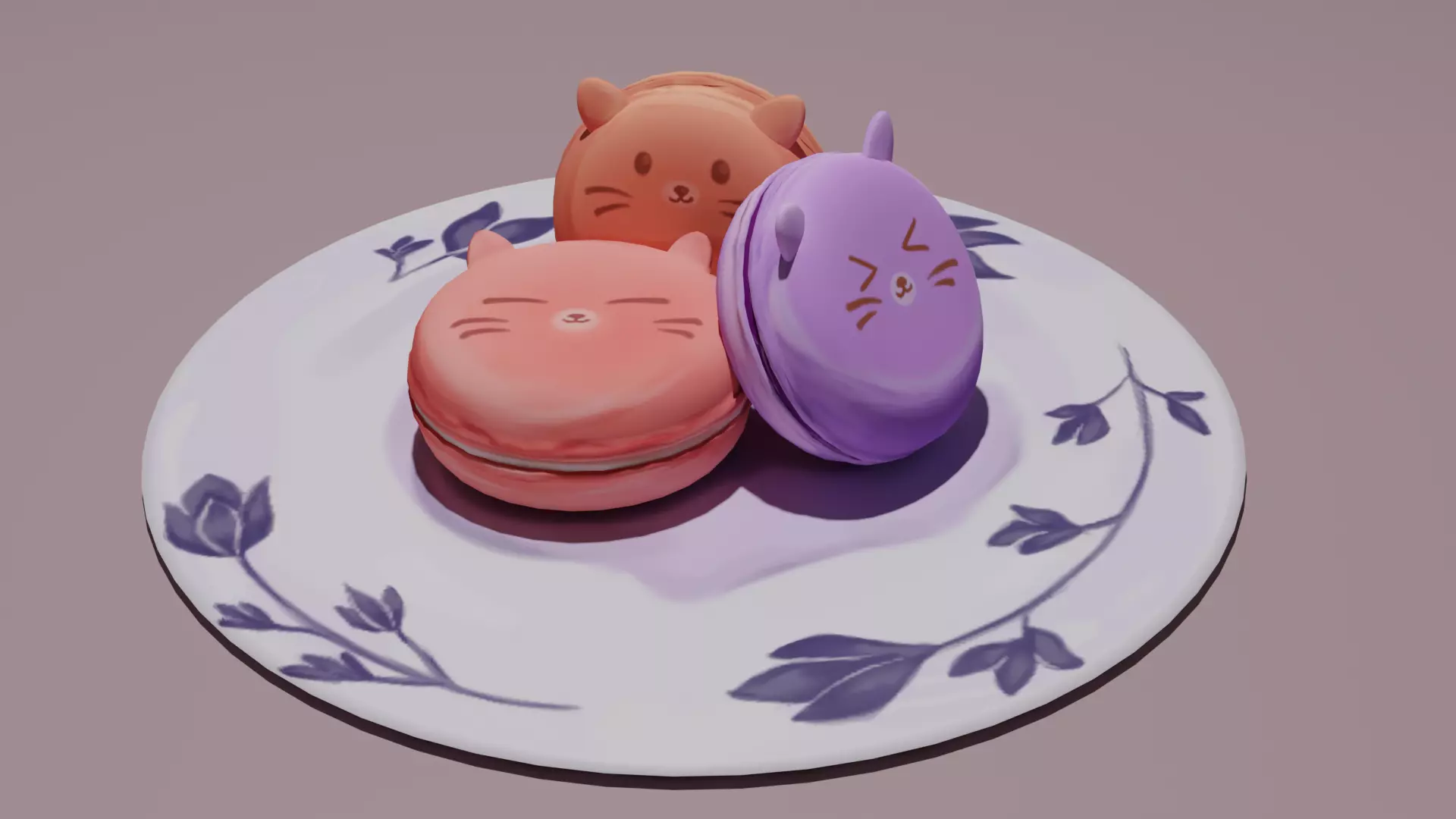 Macaroon Pastry Low-poly 3D model_0