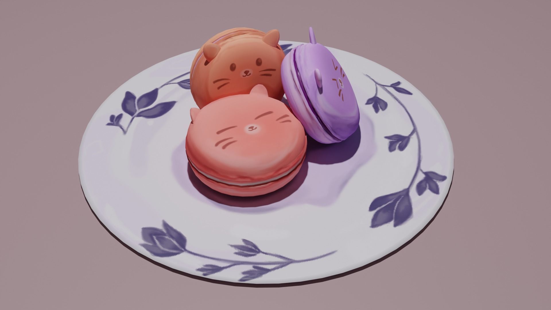 Macaroon Pastry Low-poly 3D model_1