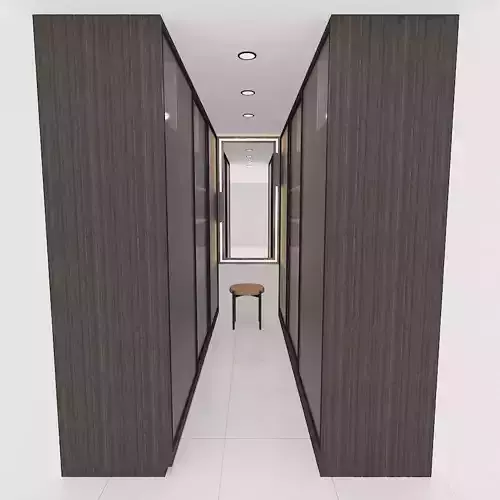 WARDROBE hallway with two doors and bench
