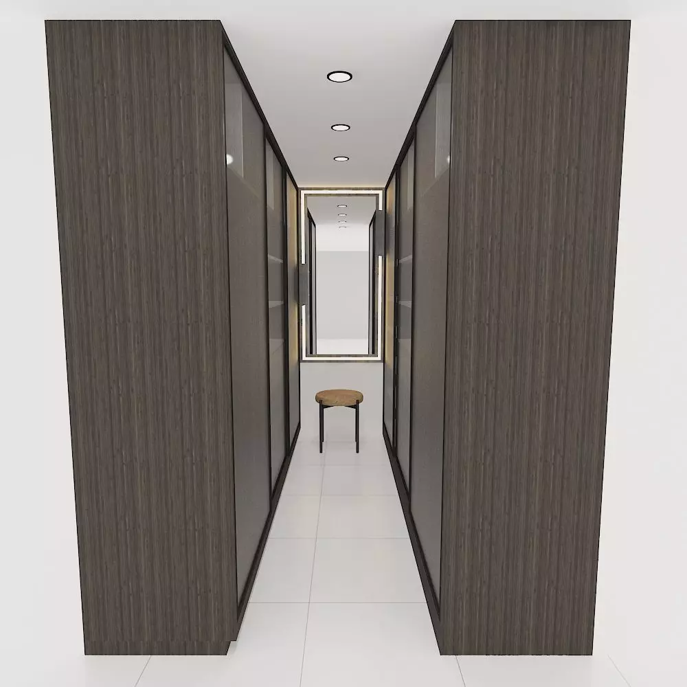 WARDROBE hallway with two doors and bench Low-poly 3D model_0