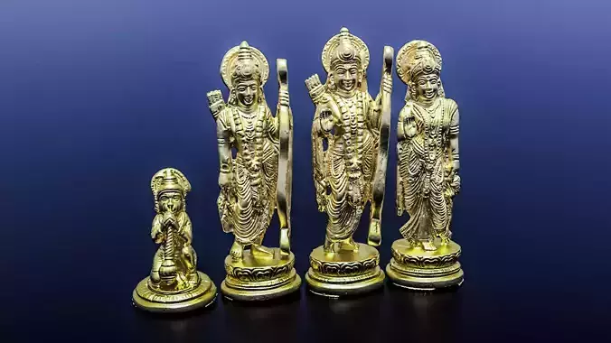 Ramdarbar four gold statues of hindu gods