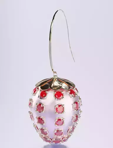 three strawberry-shaped earrings