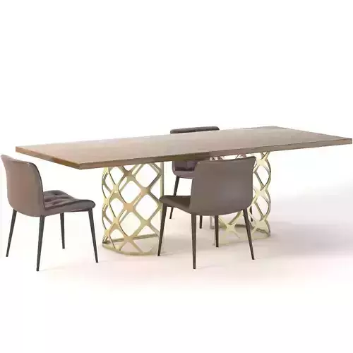 Bontempi Casa Majesty Wood Dining Table and Chair Set