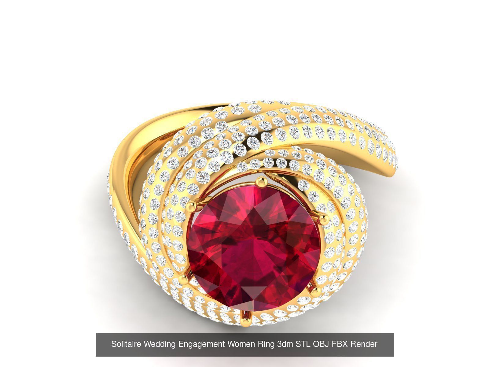 624 Colour Stones Rings 3dm STL OBJ FBX Details Collection _155