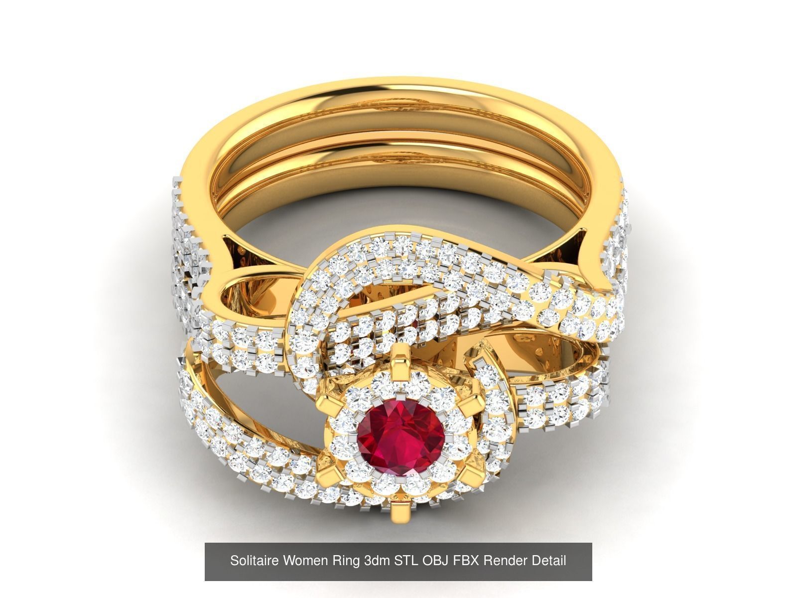 624 Colour Stones Rings 3dm STL OBJ FBX Details Collection _160