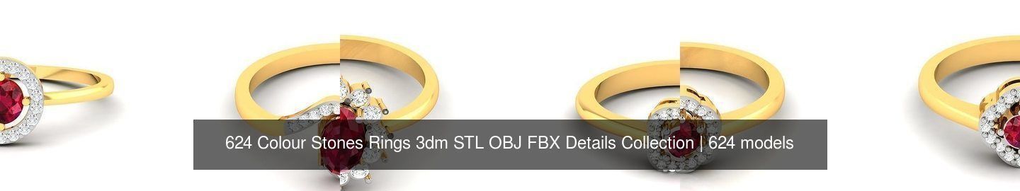 624 Colour Stones Rings 3dm STL OBJ FBX Details Collection _19